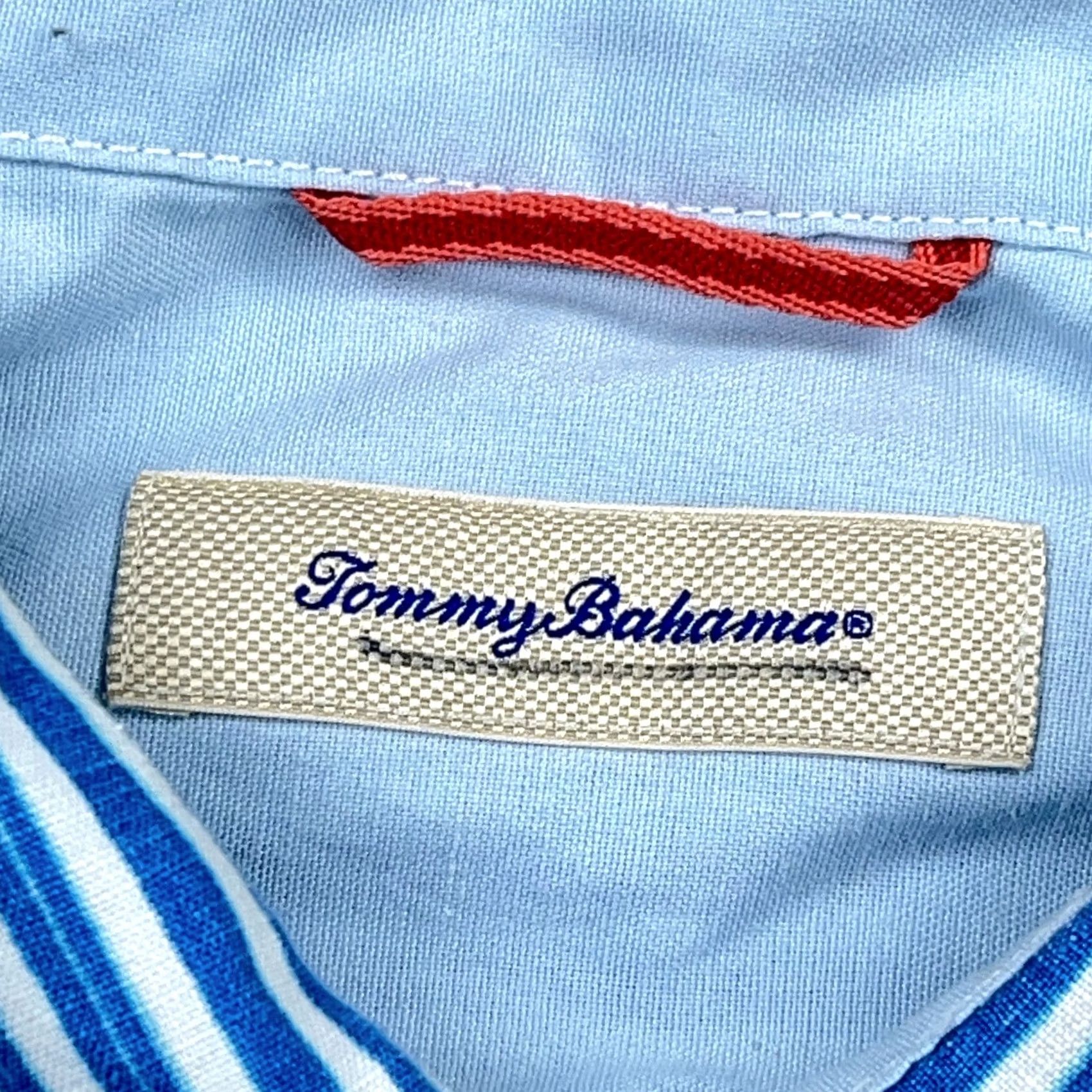 Tommy Bahama VINTAGE Tommy Bahama Shirt Men XL Blue Striped Linen Button Up Camp Beach Preppy Vacation Size US XL / EU 56 / 4 - 5 Thumbnail