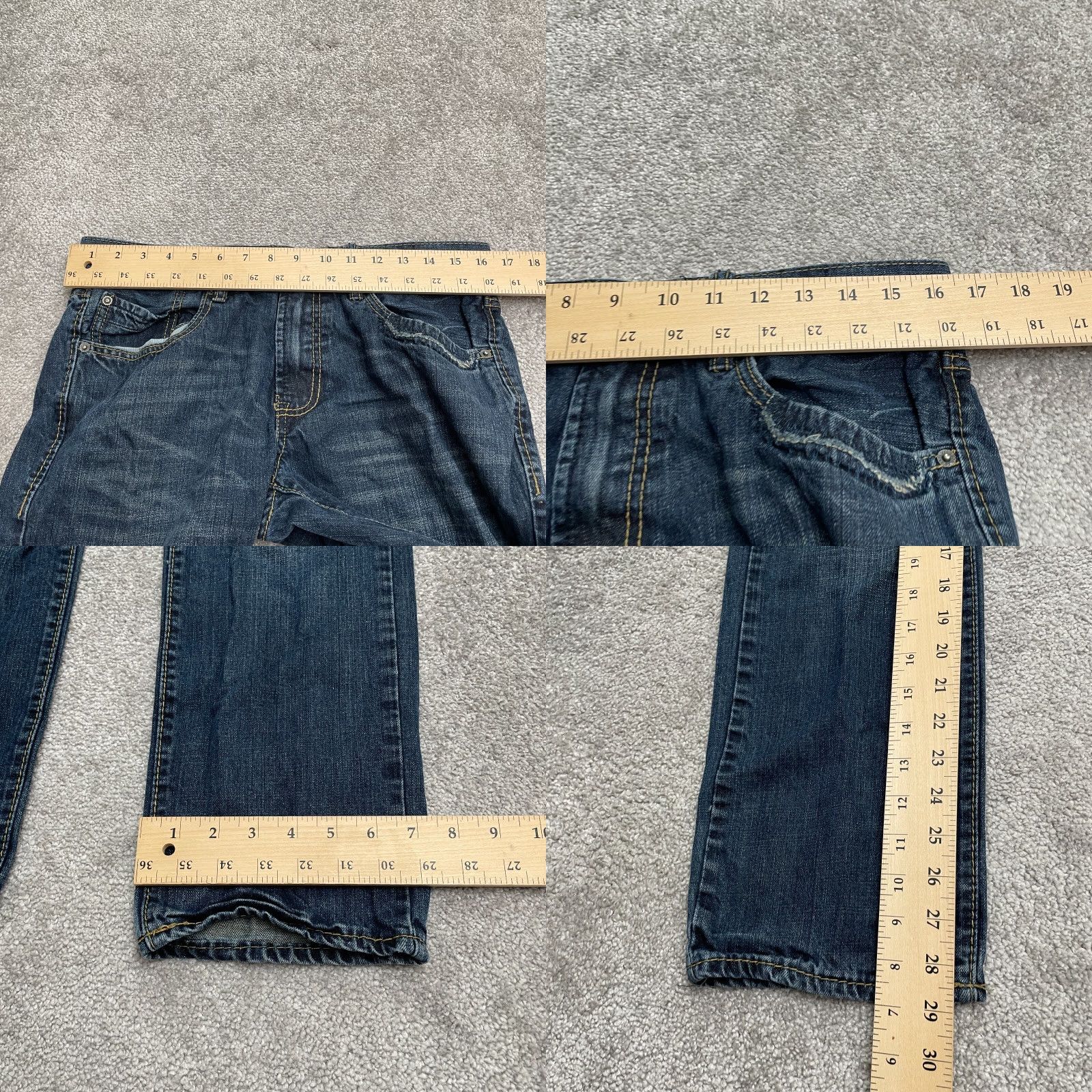 Denime Axel Jeans Denim Blue Dark Wash Mid Rise 32x30 Cotton Regular Womens Straight 5-Pocket Design Classic City USA (Mens) Size 24" / US 00 / IT 34 - 9 Thumbnail