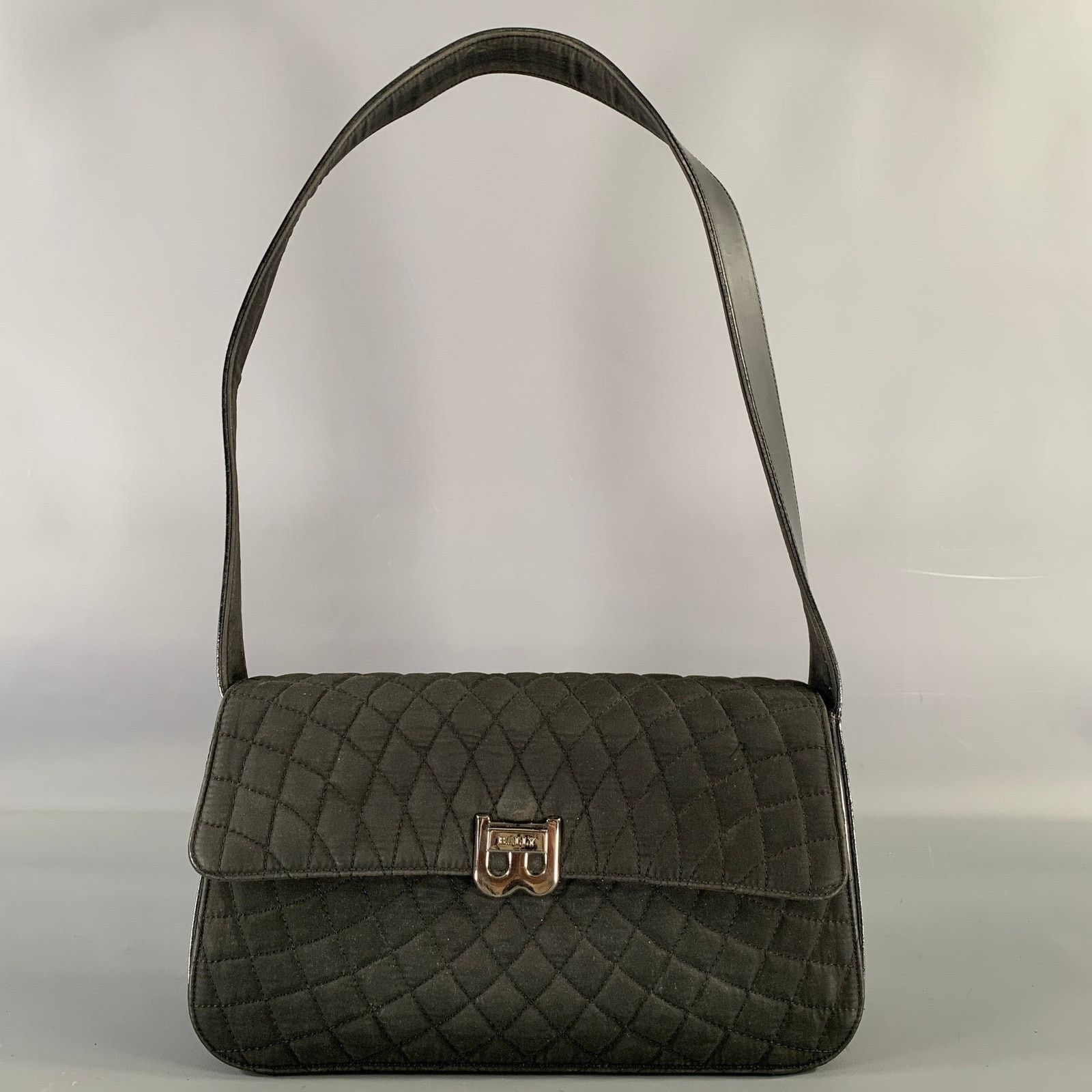 Bally BALLY Black Silver Quilted Leather Fabric Shoulder Bag Size ONE SIZE - 1 Thumbnail