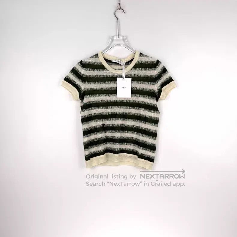 Dior Dior White and green embroidered bee cashmere mulberry sil Size XS / US 0-2 / IT 36-38 - 3 Thumbnail