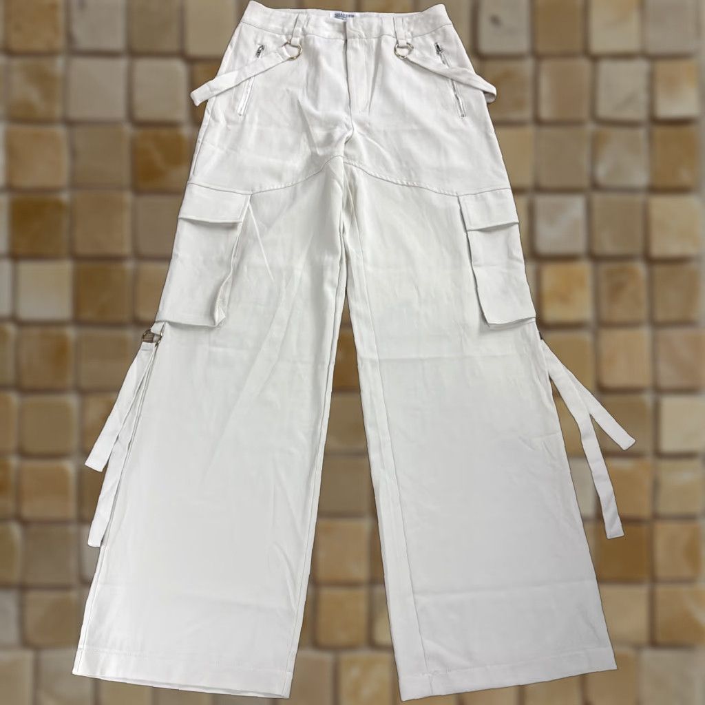 Vintage Shareen Collection High-Rire Cargo Wide Leg Pants Women size 10 Ivory Cargo Wide-Leg 10 Womens Size 32" / US 10 / IT 46 - 1 Thumbnail