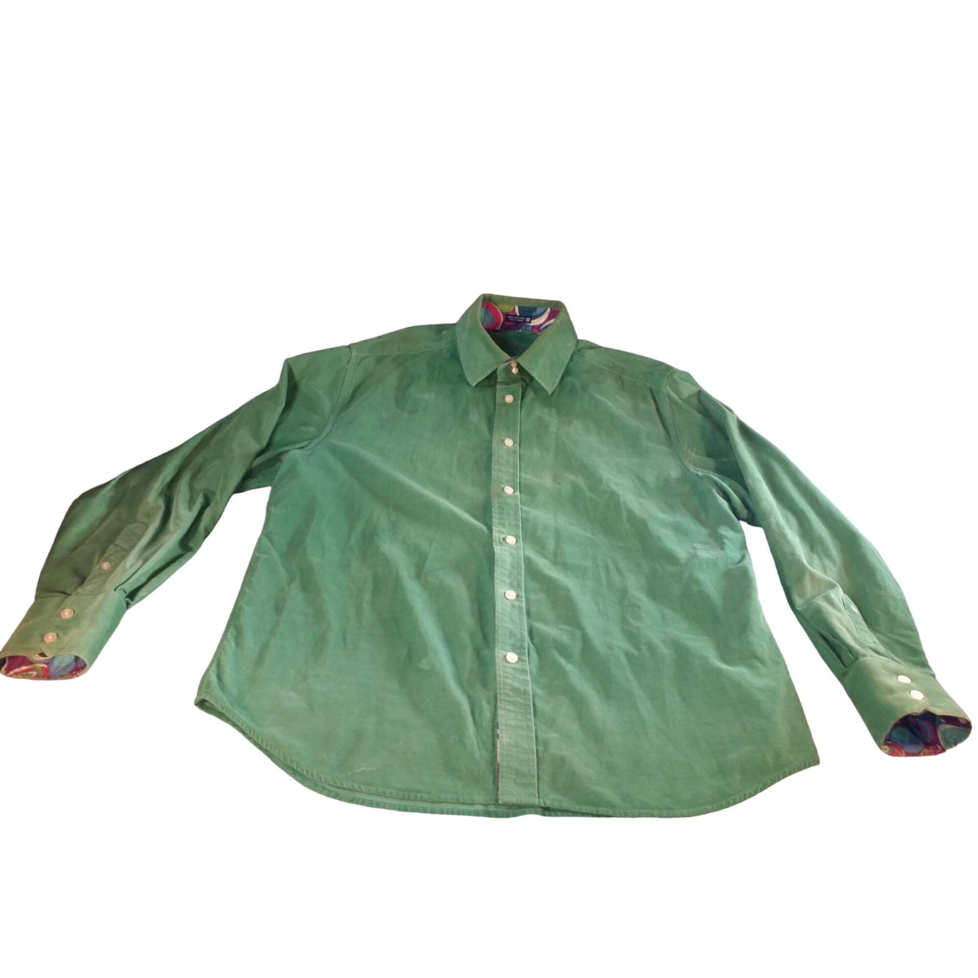 Robert Graham Robert Graham Corduroy Button Up Shirt Men Sz XL Green Desig Size US XL / EU 56 / 4 - 1 Thumbnail