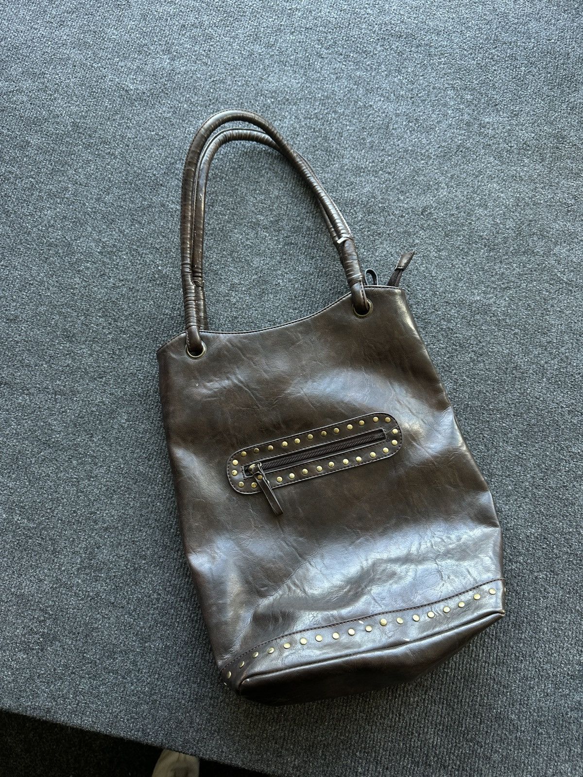 Other 🚨Y2K AVANT-GARDE🚨 LEATHER ZIP Japan style hand bag 90s Size ONE SIZE - 1 Thumbnail