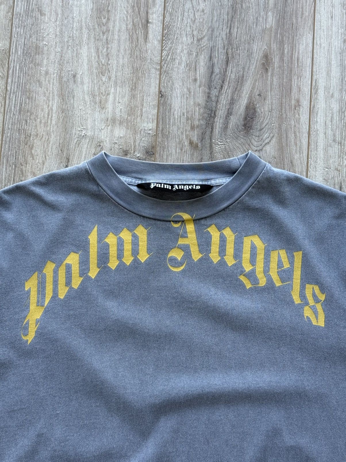 Palm Angels Palm Angels Medium Arched Logo Washed Vintage Grey Tee Size US M / EU 48-50 / 2 - 4 Thumbnail