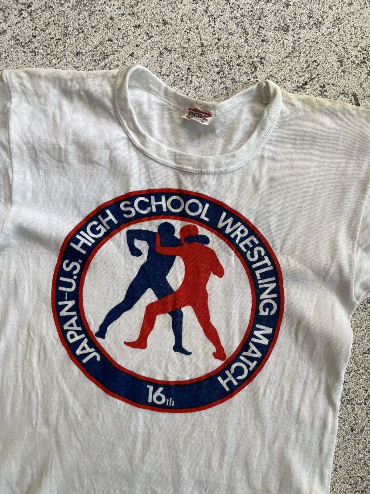 Vintage Vintage 70s Mobil Wrestling US Japan School Shirt Fitted Tee Size US S / EU 44-46 / 1 - 2 Thumbnail