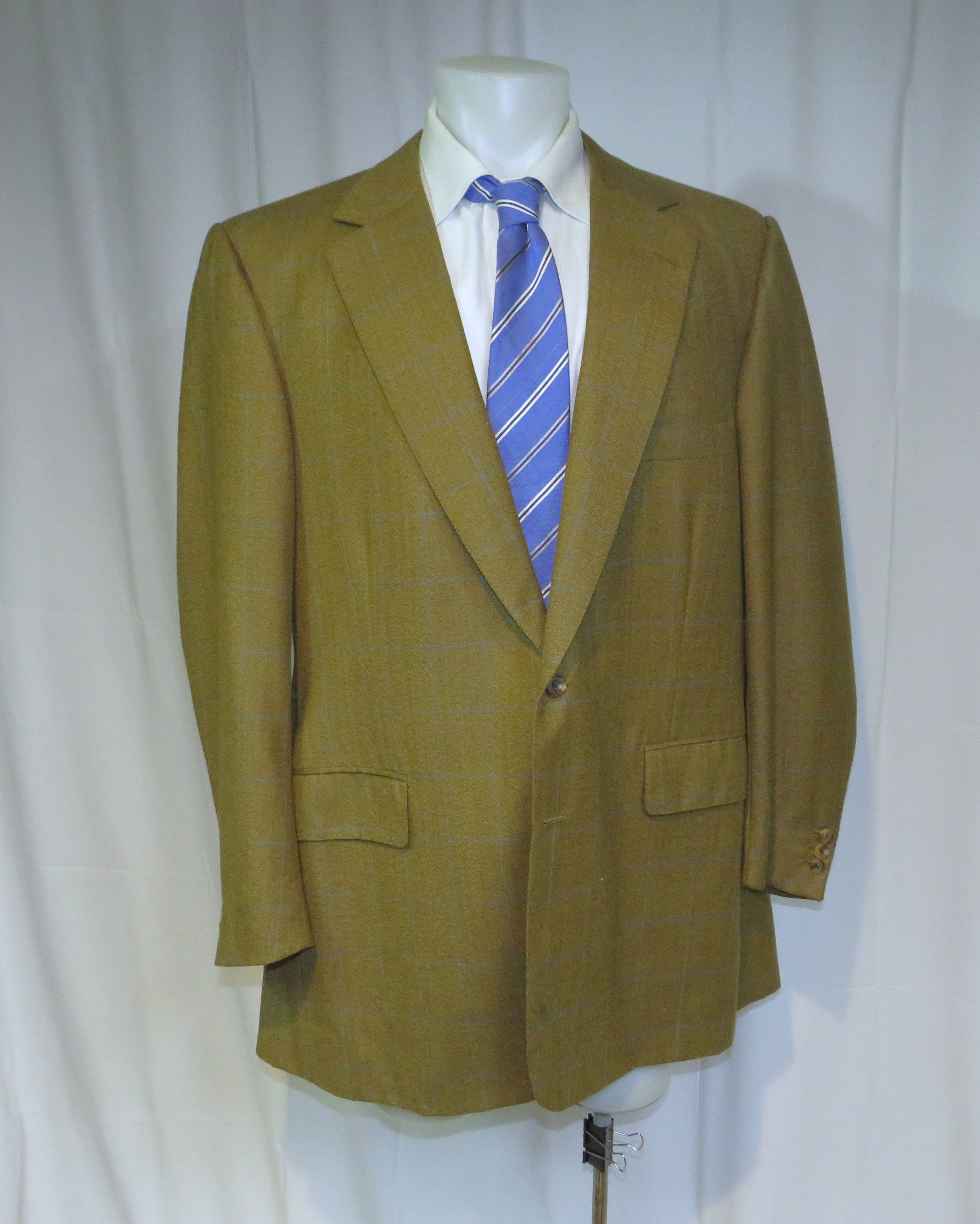 Henry Poole × Savile Row Bespoke Brown Windowpane Two Button 48XL Size 48L - 7 Thumbnail