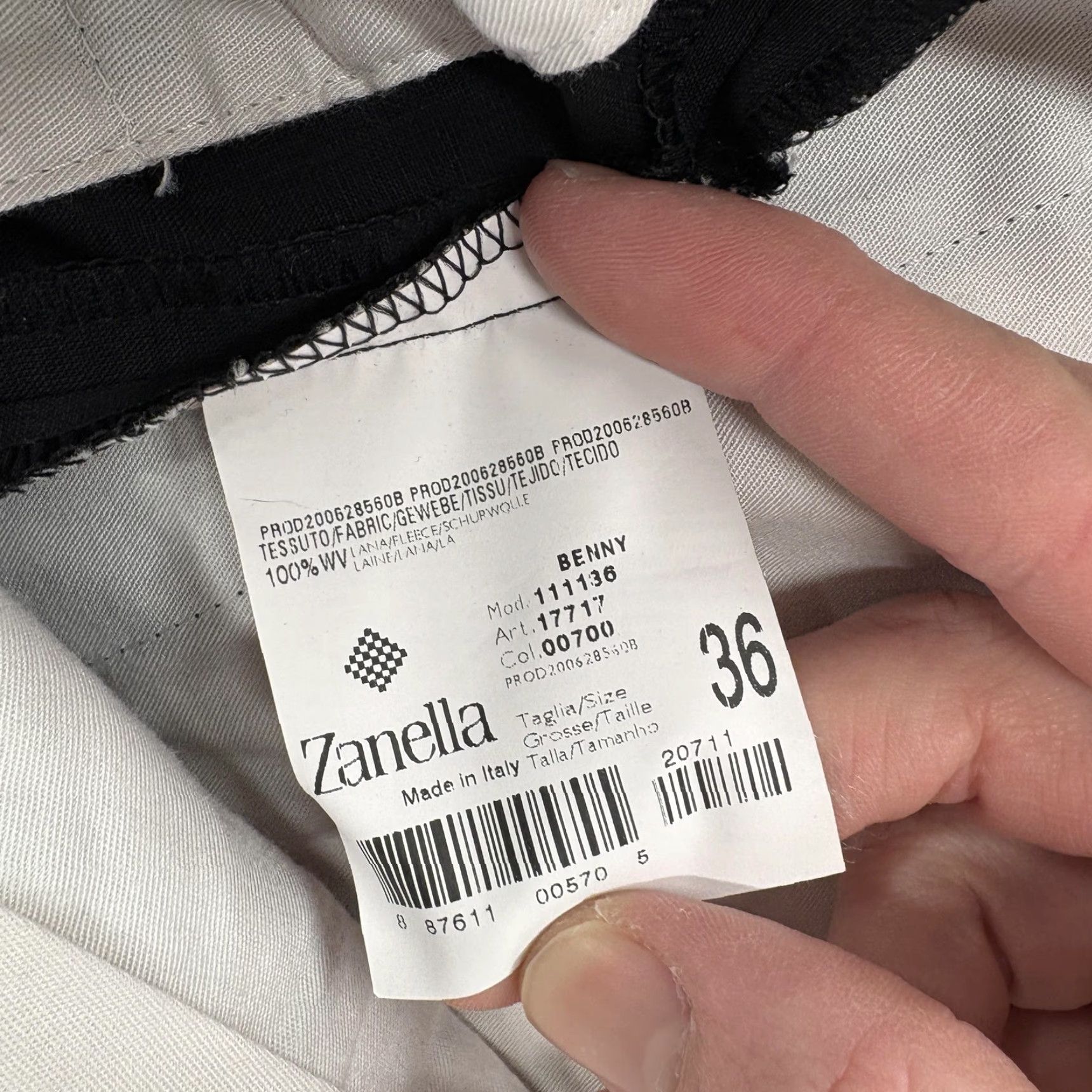 Zanella Zanella Benny Dress Pants Mens 36 Short Black Wool Flat Front Plaid Formal Italy Size US 36 / EU 52 - 4 Thumbnail