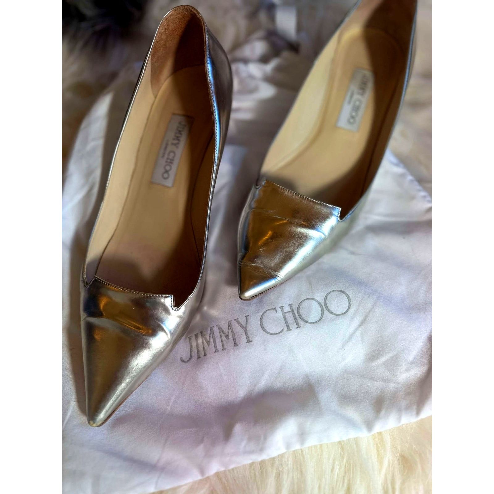 Jimmy Choo Jimmy Choo Silver Kitten Heels – Durable w/Protectors Size US 9 / IT 39 - 1 Thumbnail