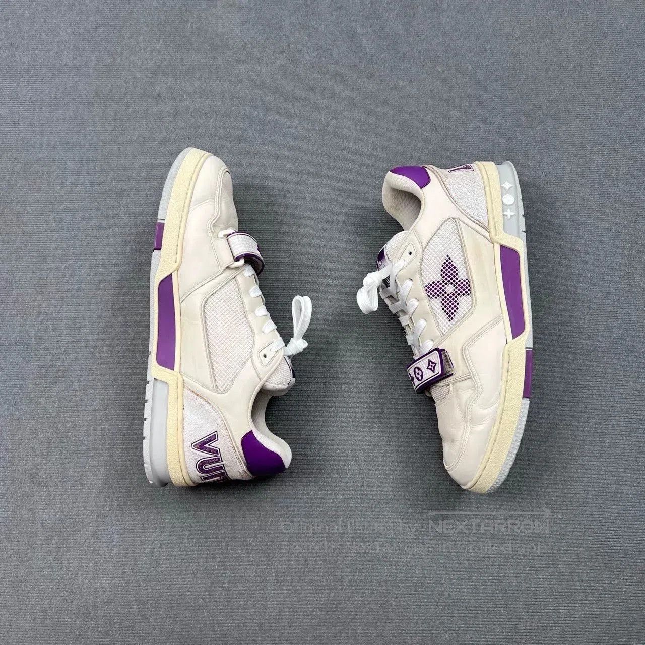 Louis Vuitton Louis Vuitton White Purple Trainer Velcro Sneakers. Size US 10 / EU 43 - 4 Thumbnail