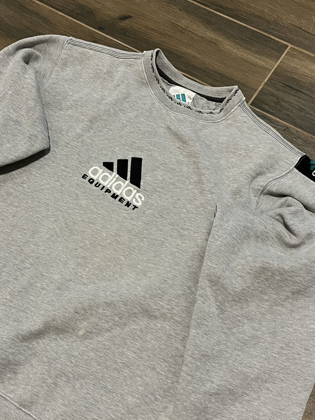 Adidas × Vintage 90s Vintage Adidas Equipment Grey Baggy Crewneck Sweatshirt Size US S / EU 44-46 / 1 - 2 Thumbnail