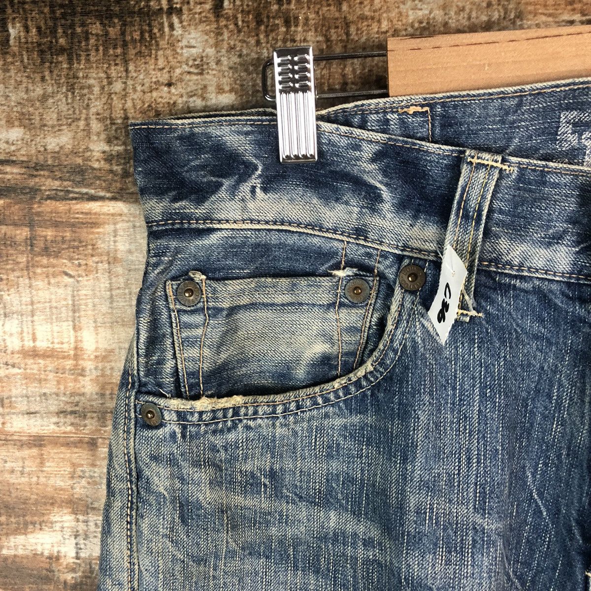 Edwin DLL Edwin Blue Stripe Distressed Denim Pants #C006 Size US 31 - 7 Thumbnail