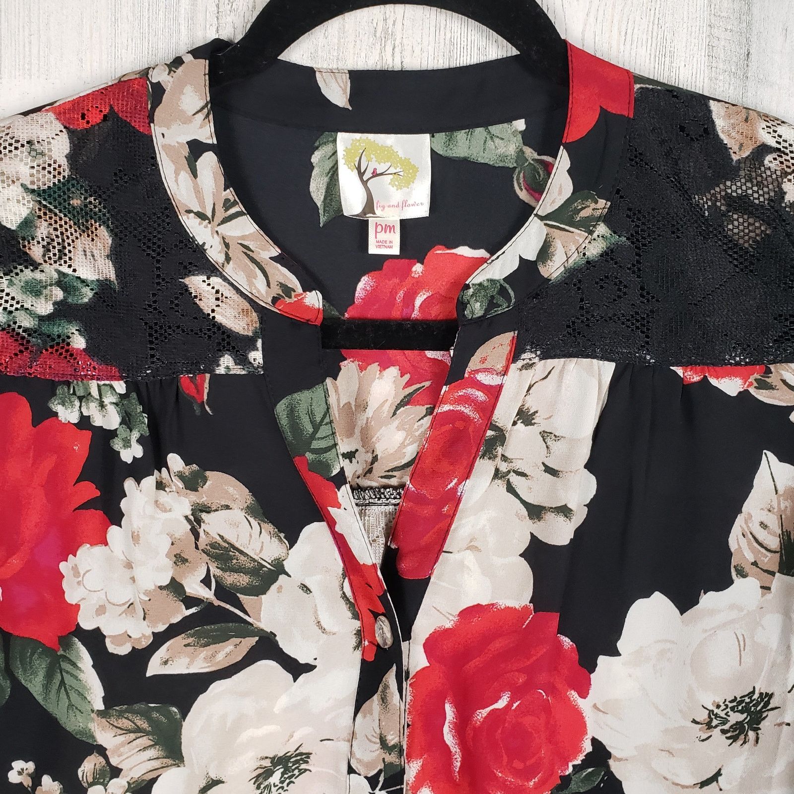Other Fig + Flower Floral Long Sleeve Button Down Petite Medium PM Size M / US 6-8 / IT 42-44 - 2 Thumbnail