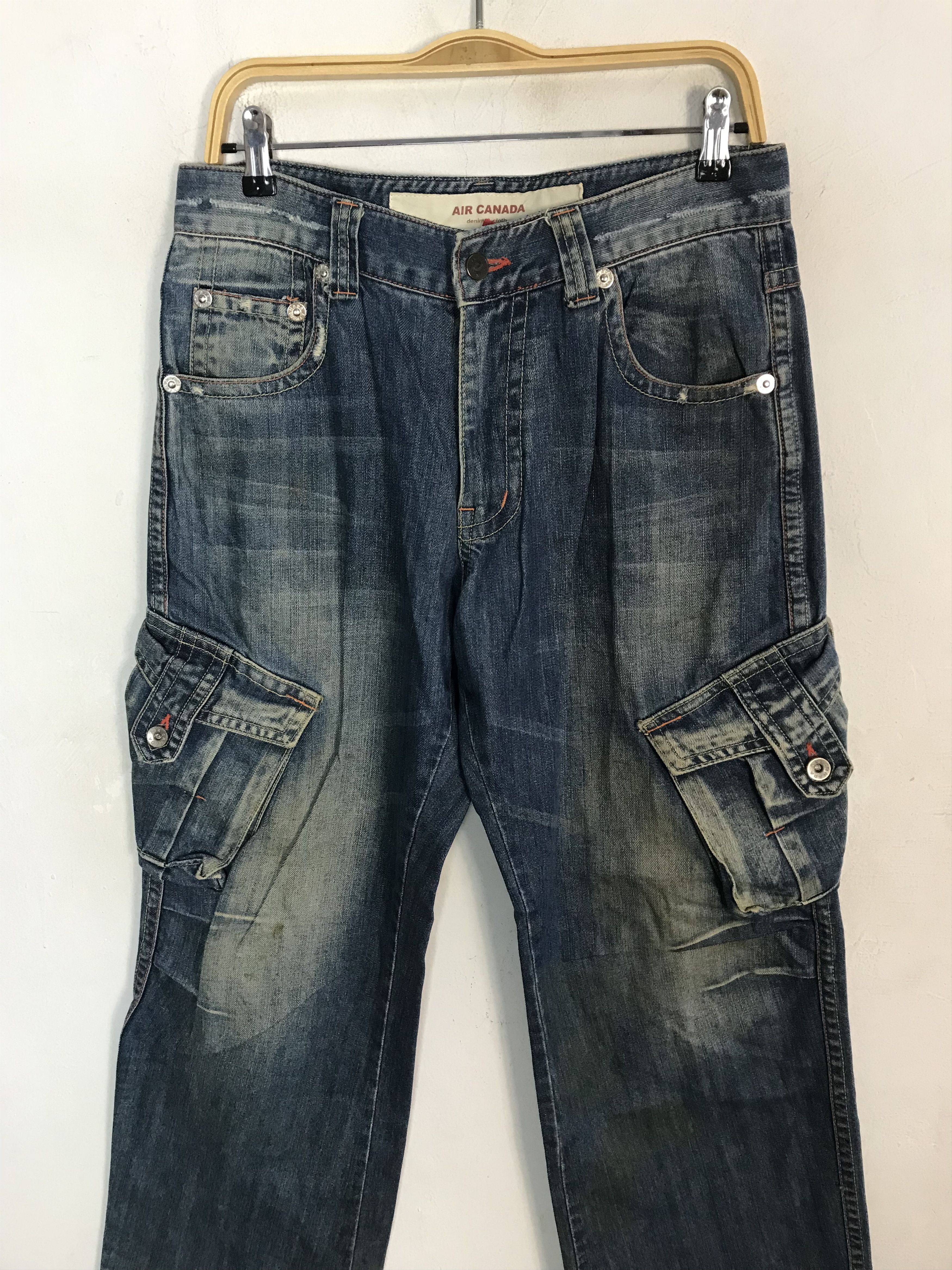 Other Air Canada Straight Cut Indigo Cargo Denim Jeans Size US 31 - 3 Thumbnail