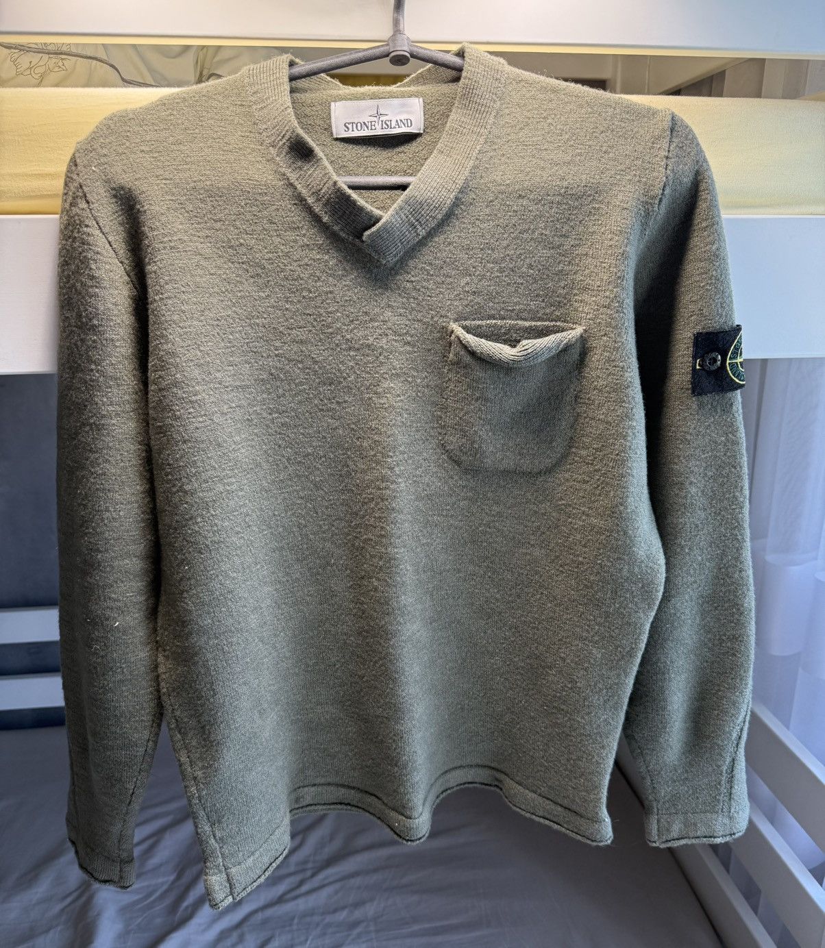 Vintage STONE ISLAND GREEN KNIT SWEATER WITH PATCH LOGO STYLE Size US M / EU 48-50 / 2 - 3 Thumbnail