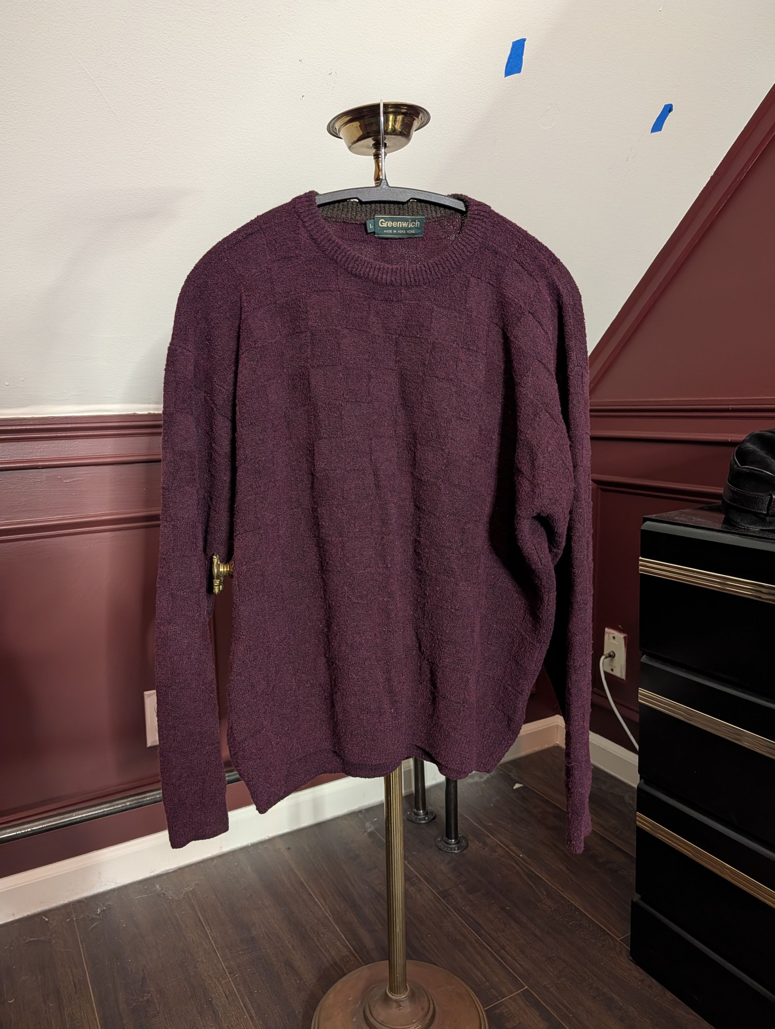 Other GREENWICH Vintage checkered magenta textured sweater Size US L / EU 52-54 / 3 - 1 Thumbnail