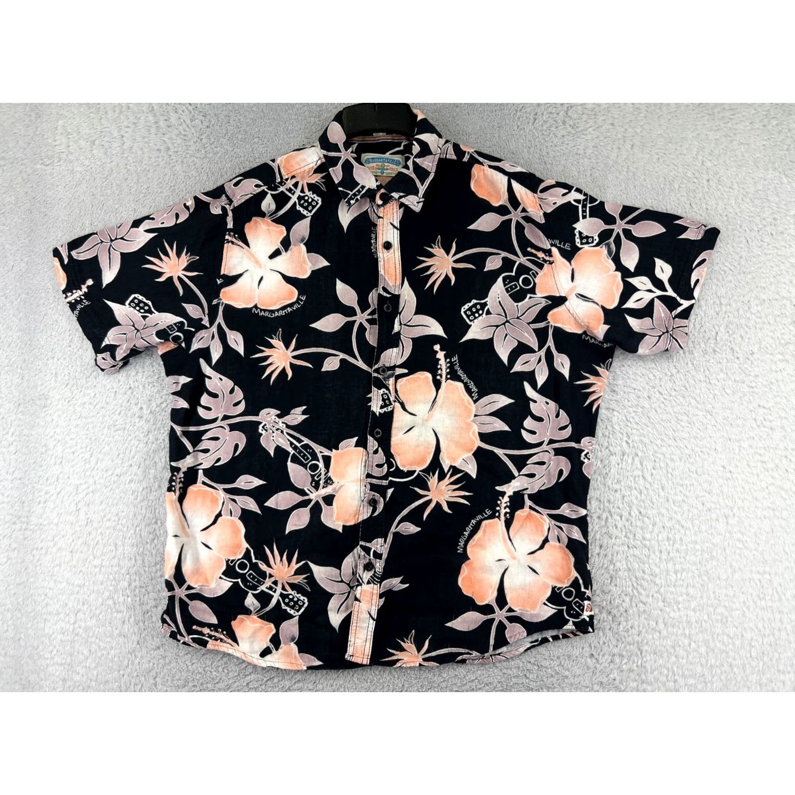 Vintage Margaritaville Shirt Mens Floral Button Cotton XL Black Hibiscus Pattern Modern Classic Casual Shirt Size US XL / EU 56 / 4 - 2 Thumbnail