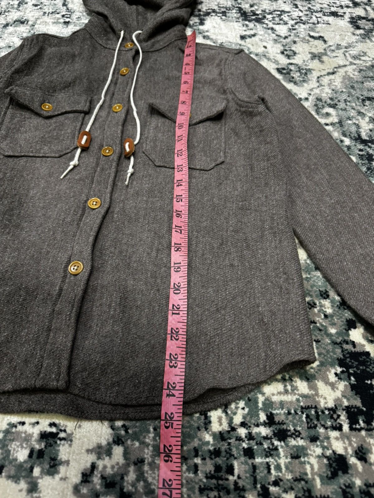 ORSLOW WOOL BUTON UP HOODIE SHIRT