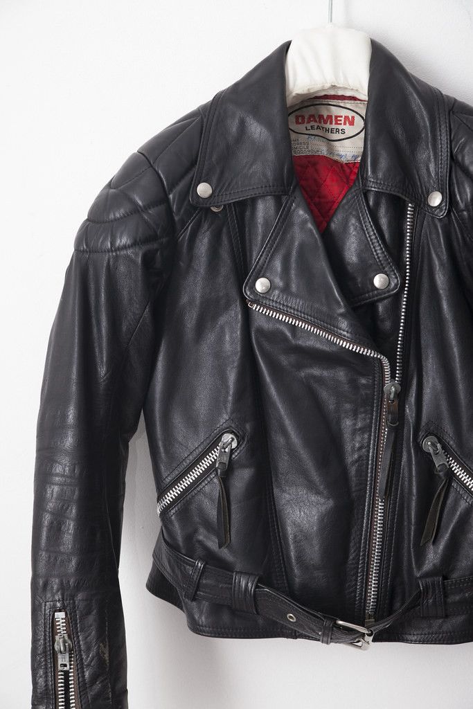 Vintage 1980's Damen Leather biker jacket Size S / US 4 / IT 40 - 2 Thumbnail