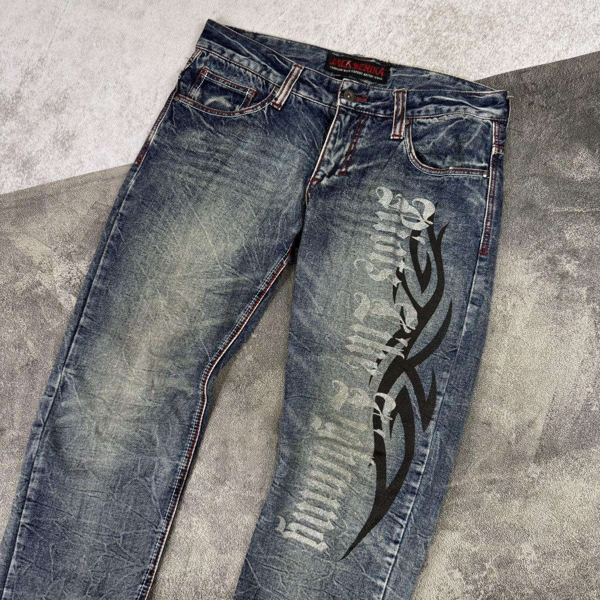 Japanese Brand Jack Serika punk artist riot light wash denim jeans Size US 34 / EU 50 - 4 Thumbnail
