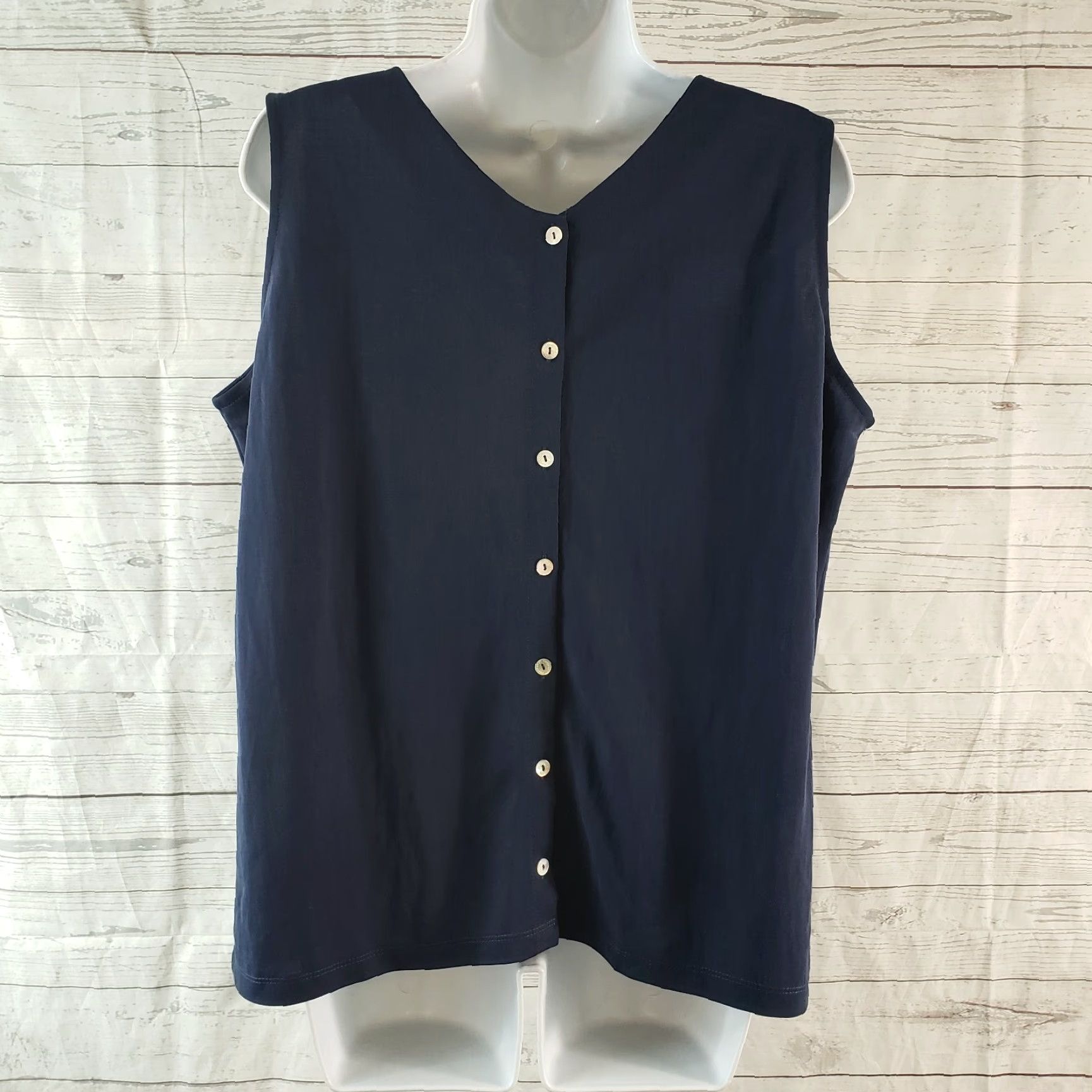Vintage Foxcroft Womens Top Tank Sleeveless V-Neck Blue L XS? Size L / US 10 / IT 46 - 4 Thumbnail