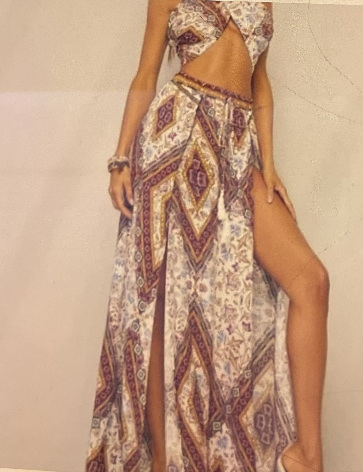 Shein Bohemian Two - Piece Halter Top and Skirt Set Size L / US 10 / IT 46 - 8 Thumbnail