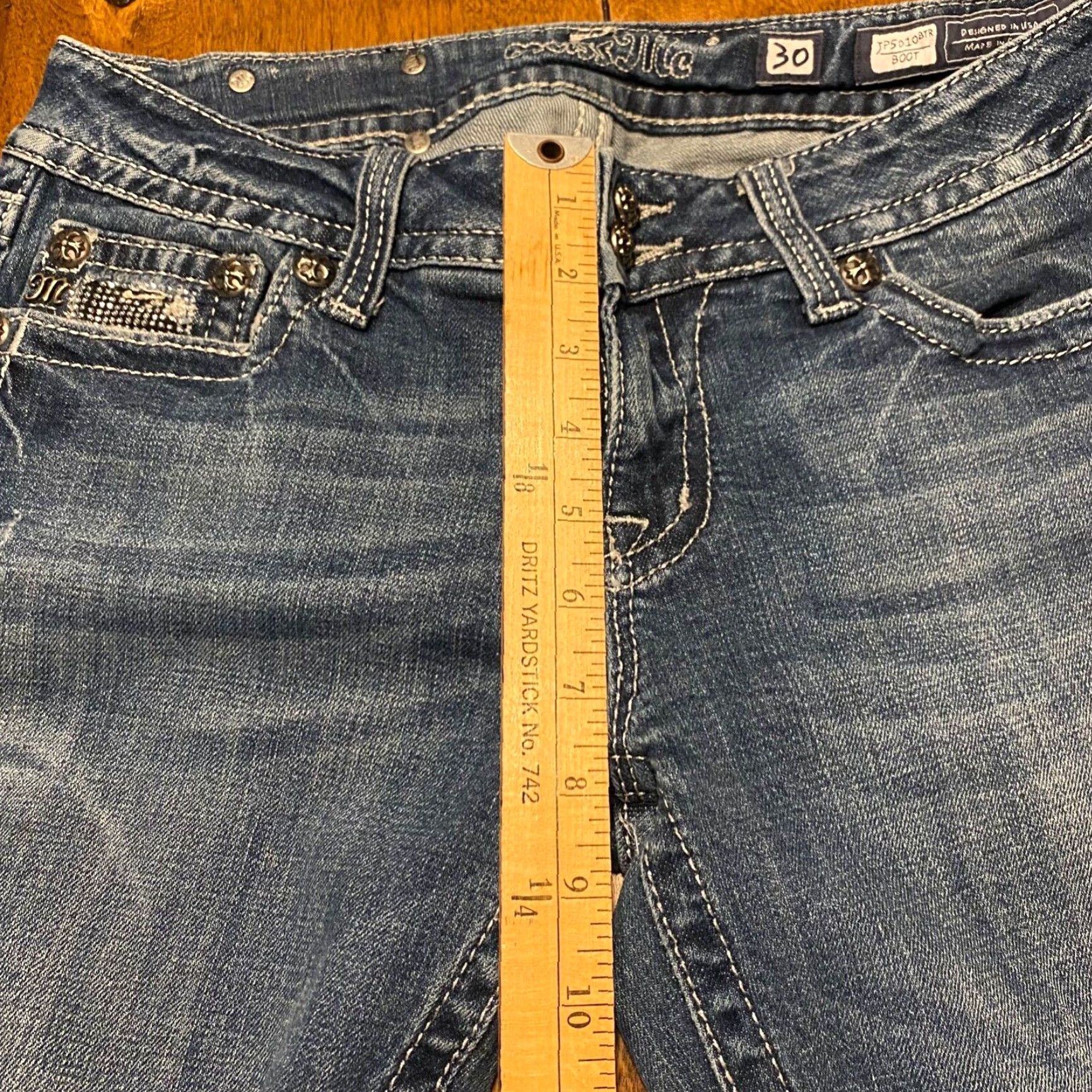 Miss Me Miss Me Jeans Womens 30 x 31.5 Bootcut Blue Denim Embellished Pants Outdoor Designer Shoes? Size 30" / US 8 / IT 44 - 5 Thumbnail