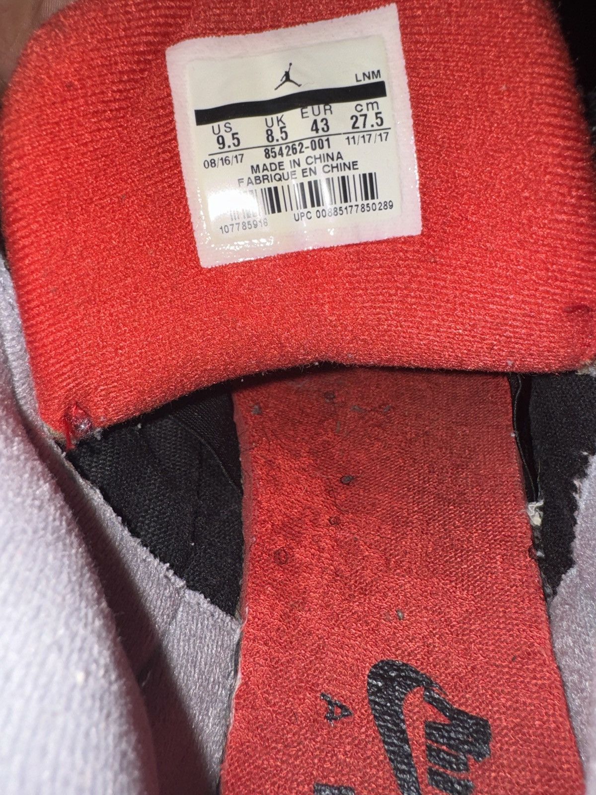 Jordan Brand × Nike Air Jordan 3 Retro Black Cement Size US 9.5 / EU 42-43 - 9 Thumbnail