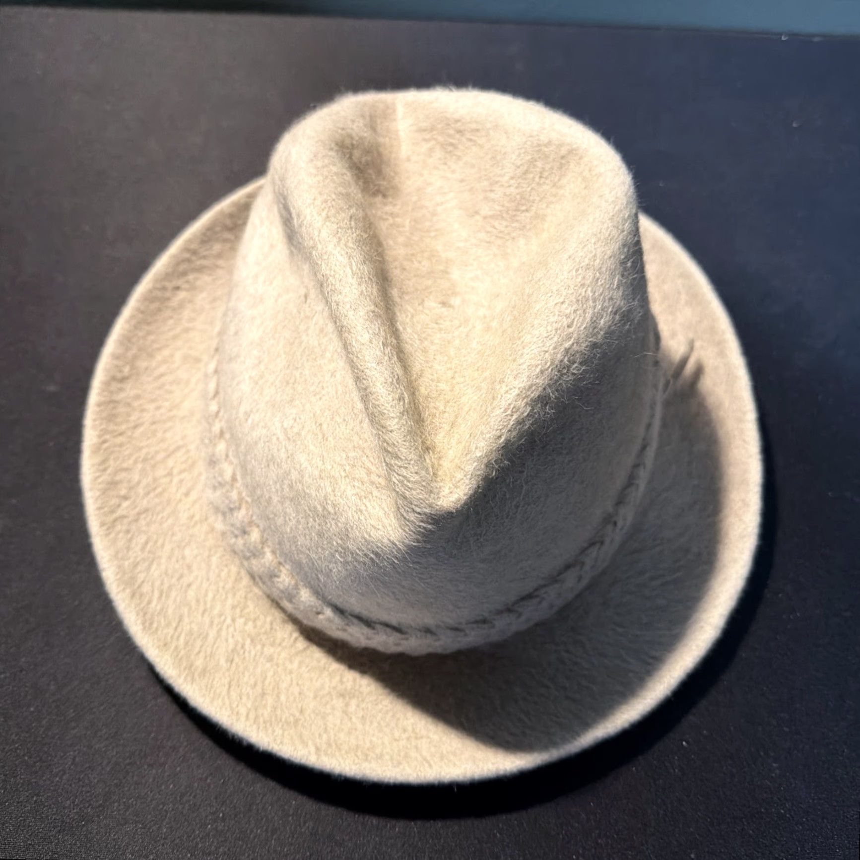 Borsalino VINTAGE Borsalino Hat Fedora Beige 7 1/8 Italy Cashmere Silchi Size ONE SIZE - 2 Thumbnail