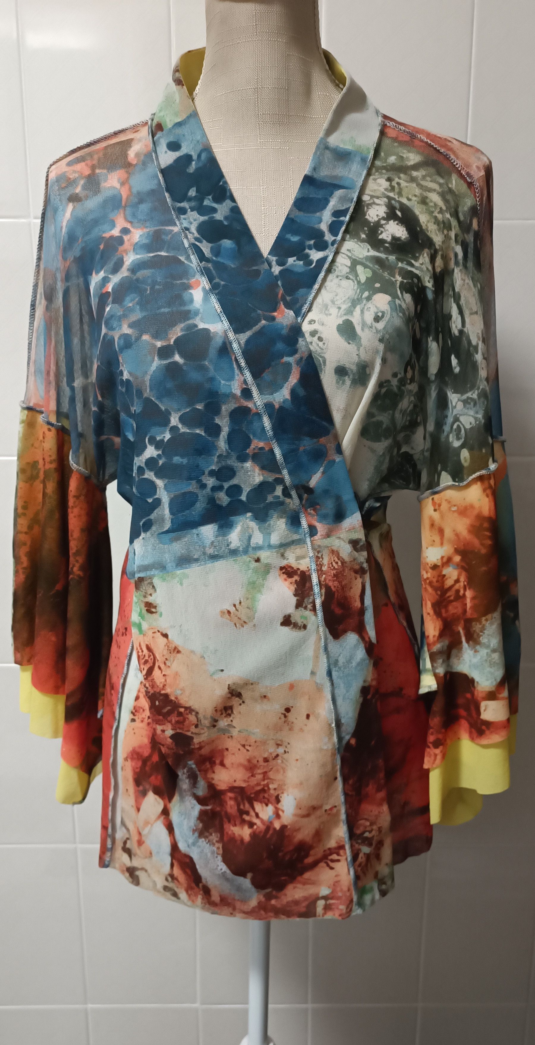 Jean Paul Gaultier SS2000- Bacteria print kimono Size L / US 10 / IT 46 - 1 Thumbnail