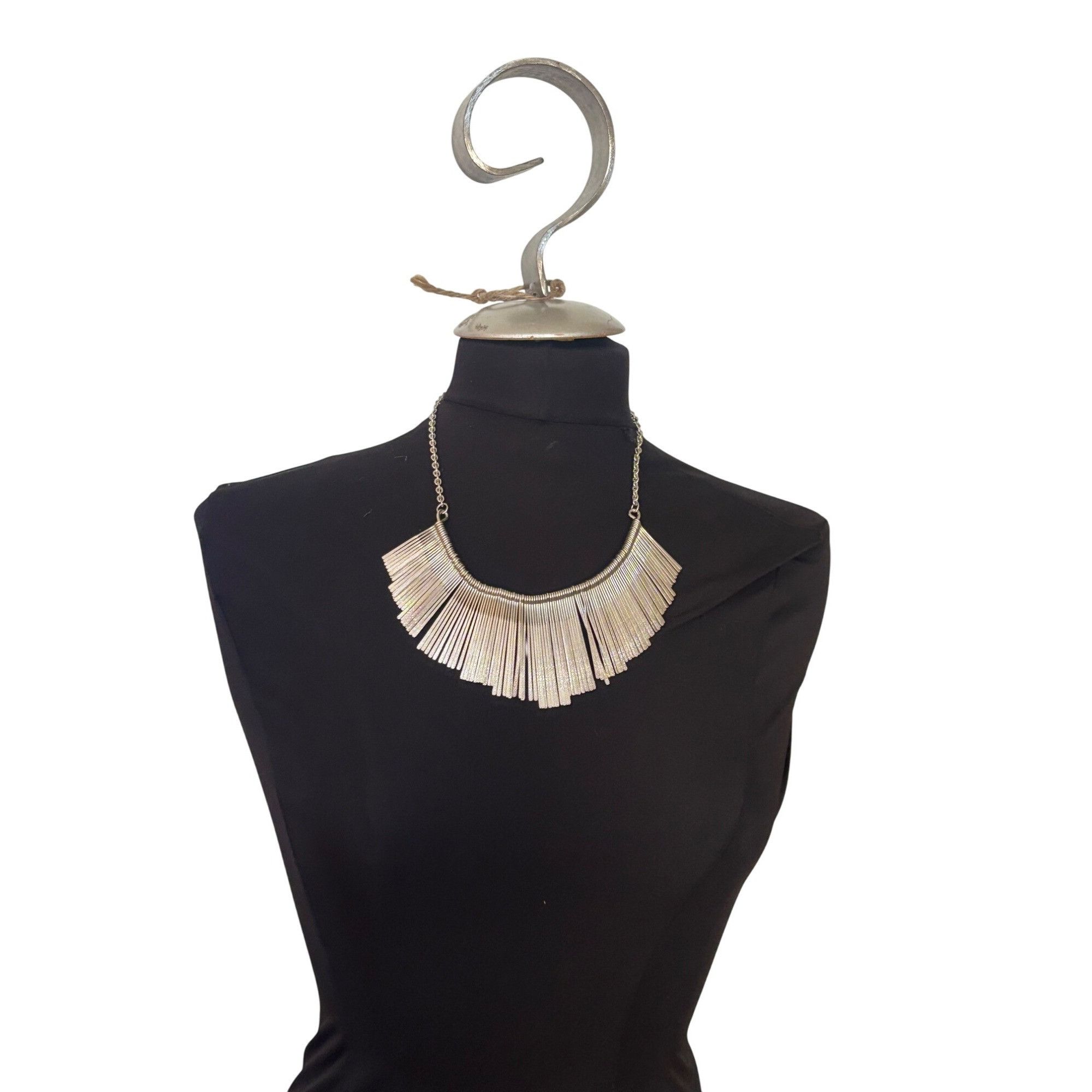 Other Silver Fringe Statement Necklace With Adjustable Chain & Lob Size ONE SIZE - 1 Thumbnail