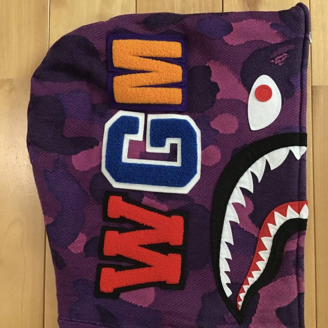 Bape BAPE Jacquard camo shark full zip hoodie purple camo APE Size US M / EU 48-50 / 2 - 4 Thumbnail