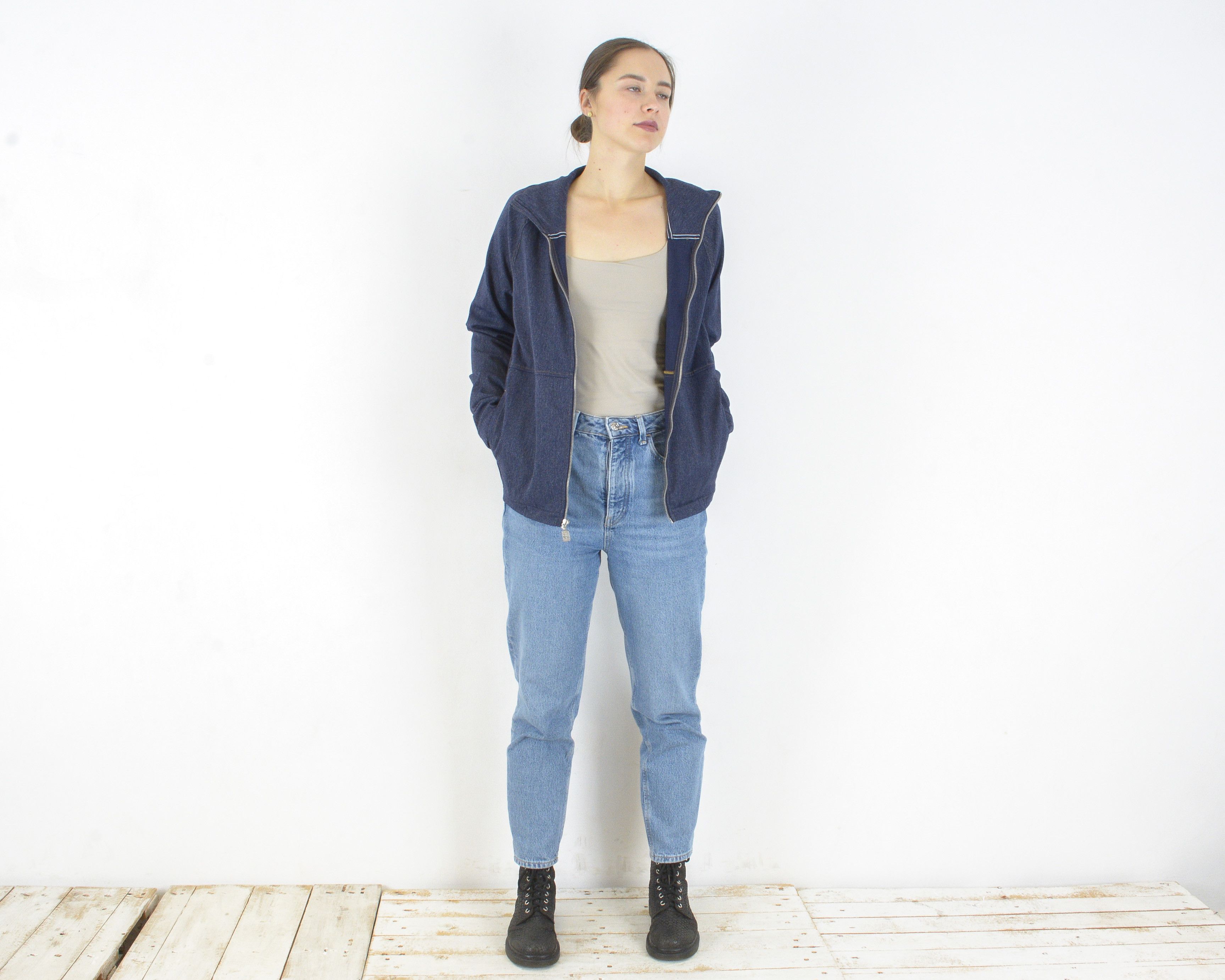 Nike × Vintage Tennis Tracksuit Jacket XS Denim Look Jumper Y2K Zip Up Size XS / US 0-2 / IT 36-38 - 1 Thumbnail