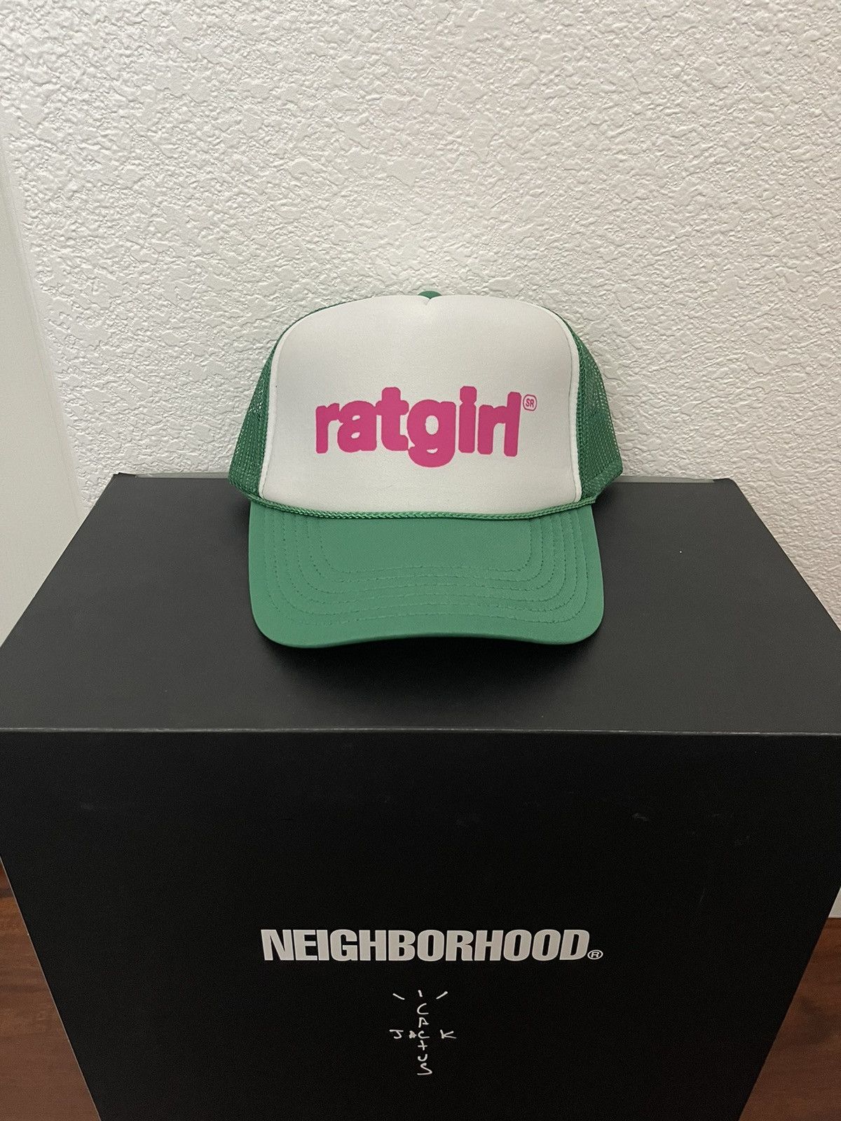 image of Stray Rats Ratgirl Green Pink Trucker Hat, Men's