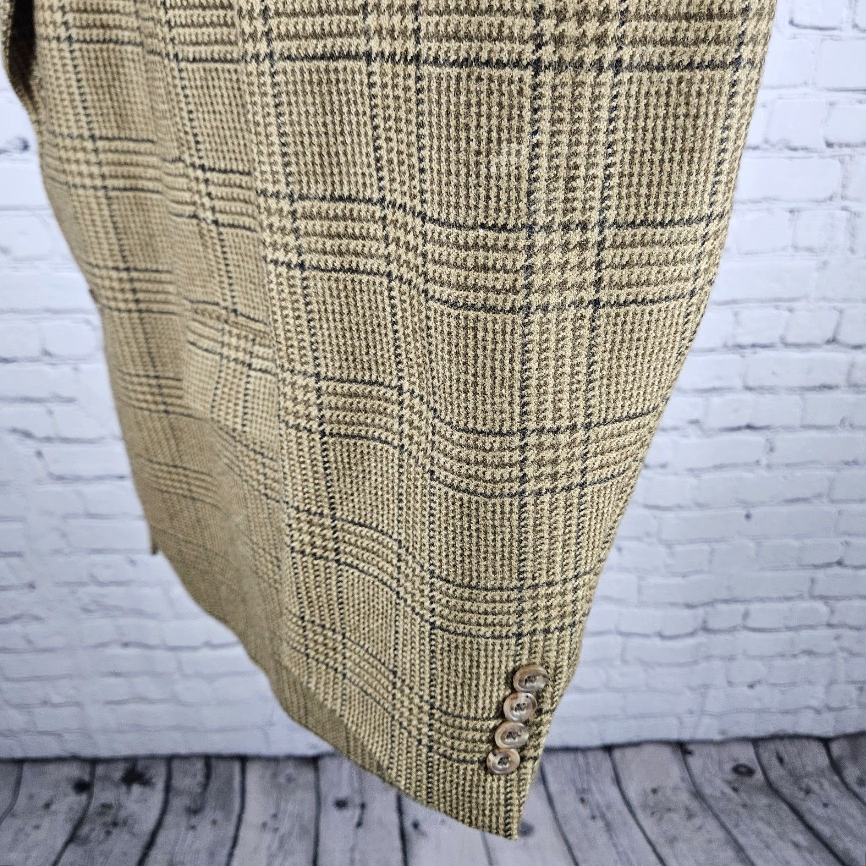 Austin Reed VINTAGE Austin Reed Brown Houndstooth 2 Button Vented Notch Blazer Sport Coat US 44R Mens Size 44R - 5 Thumbnail