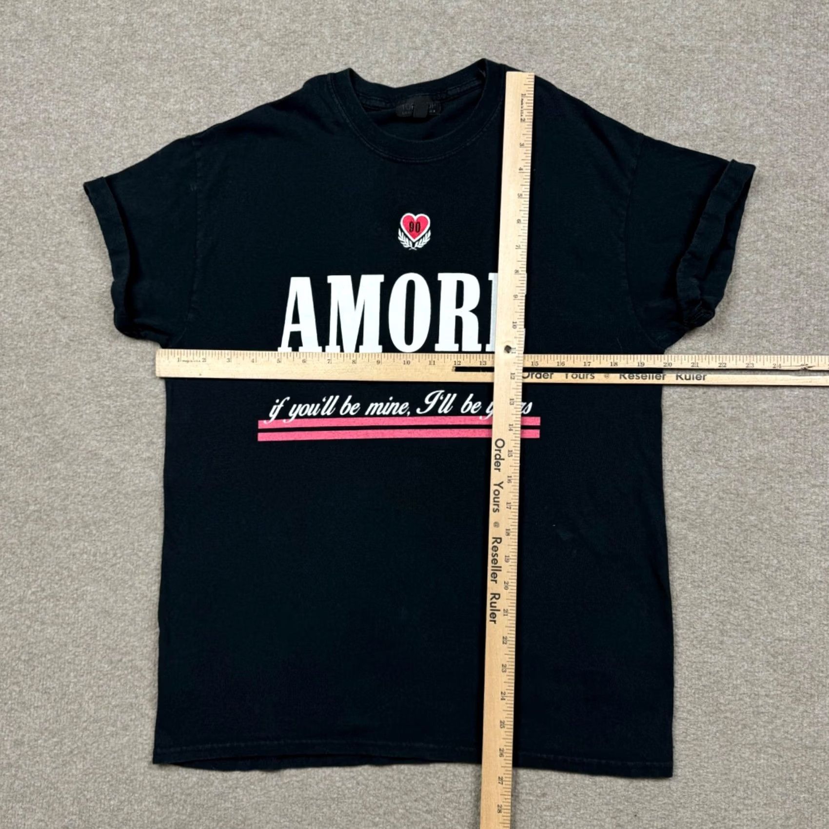 Topshop Topshop T Shirt Womens Size 10 Black Short Sleeve Amore Logo Casual Ladies Size L / US 10 / IT 46 - 3 Thumbnail