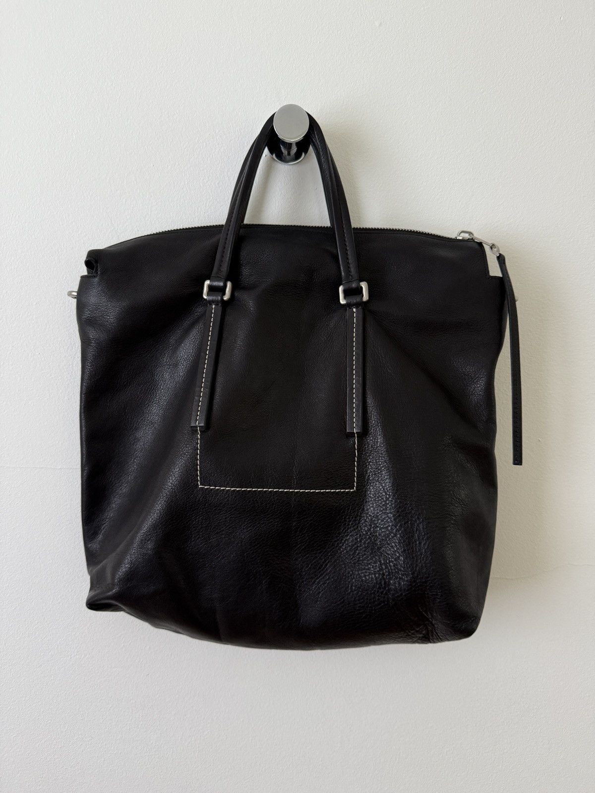 Rick Owens Leather Top Handle Tote Bag in Black, Men's