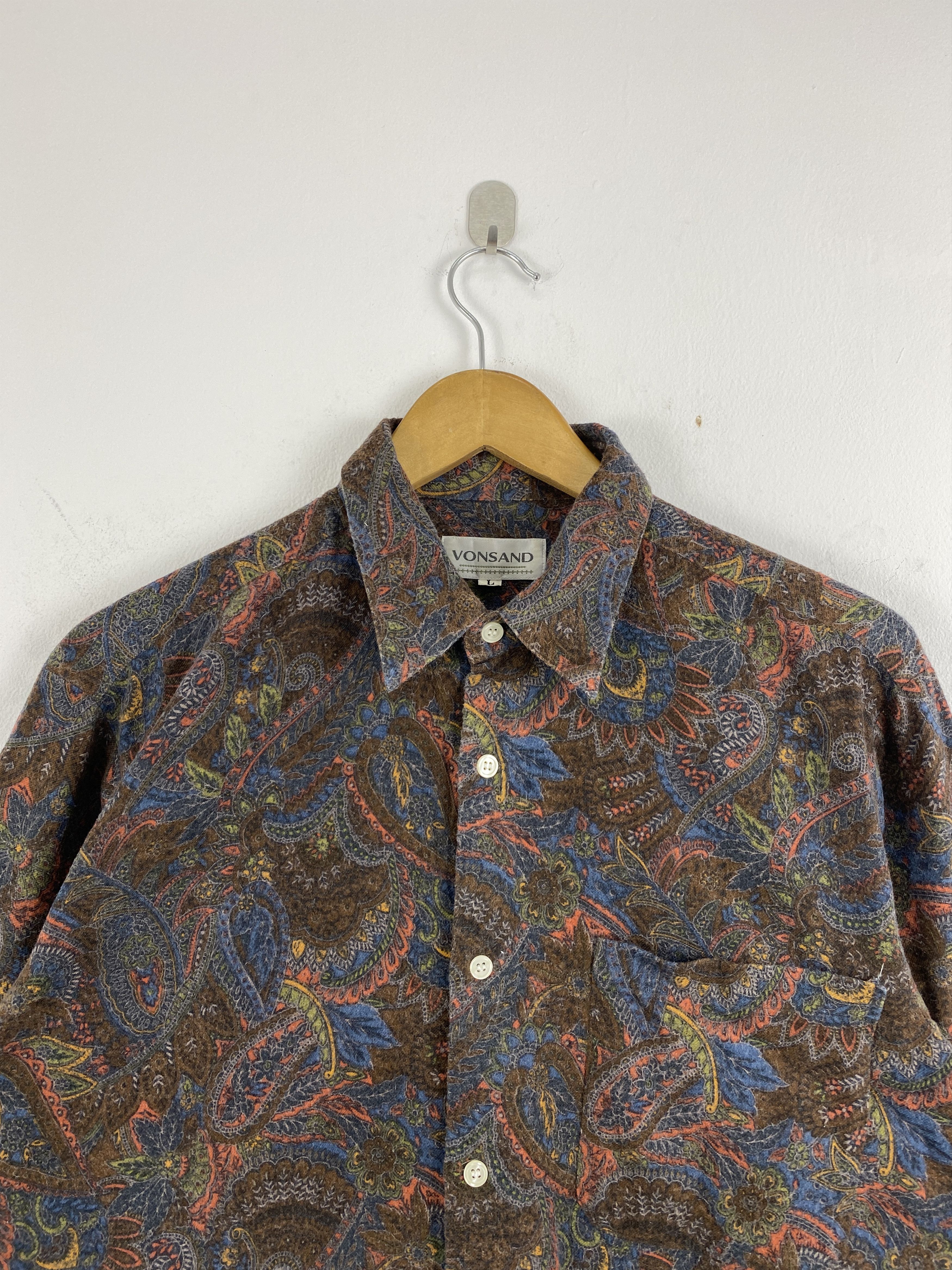 Flannel Vintage Vonsand Paisley Patterned Button Ups Shirt JA0092 Size US L / EU 52-54 / 3 - 2 Thumbnail