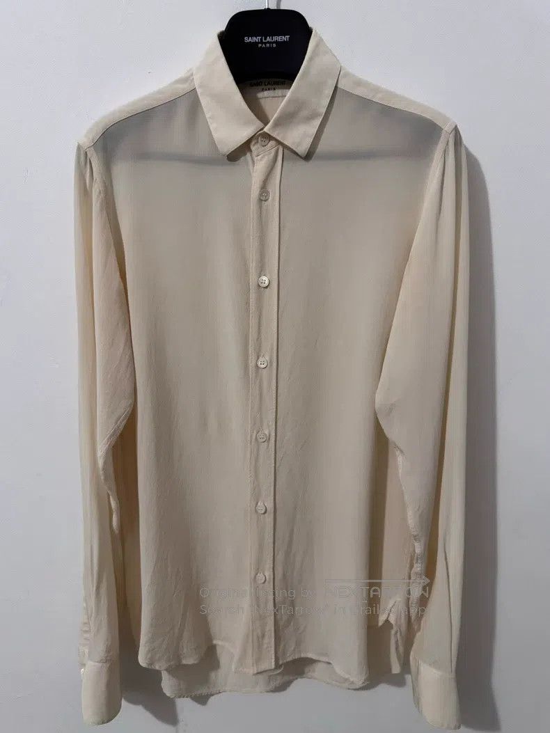 Saint Laurent Paris Saint Laurent Paris Mulberry Silk Point Collar Basic Beige Size XS / US 0-2 / IT 36-38 - 1 Thumbnail