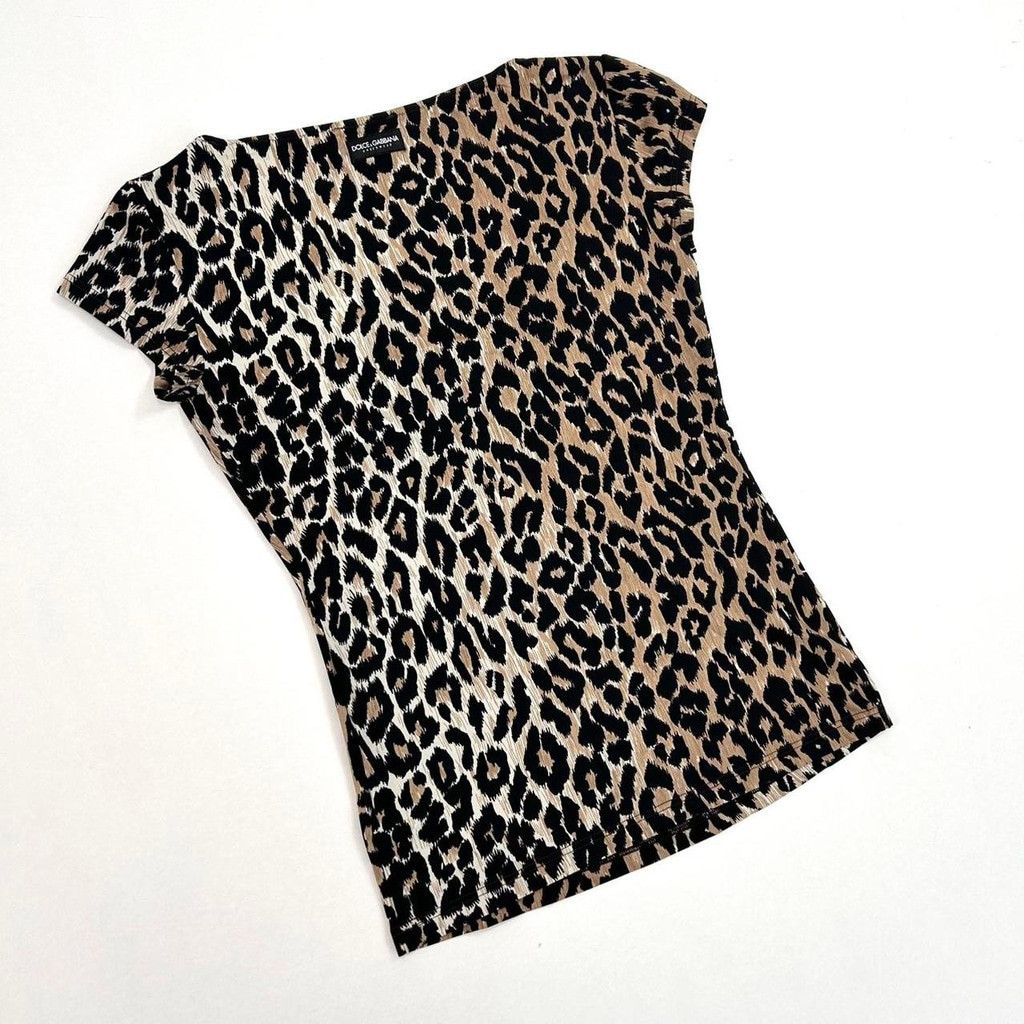Dolce & Gabbana y2k D&G leopard print short sleeve top Size XS / US 0-2 / IT 36-38 - 2 Thumbnail