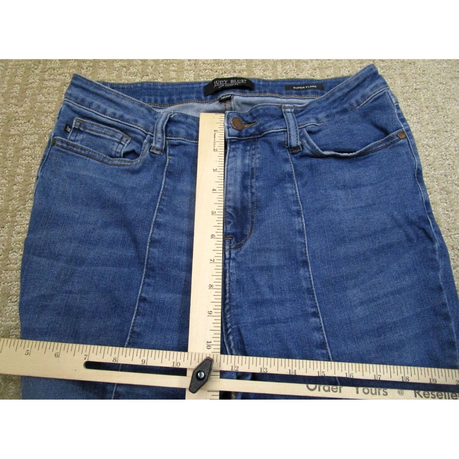 Vintage Judy Blue Jeans Women 30 High Rise Flared Bell Bottoms Light Wash Denim Stretch Pants Blue 5-Pocket Regular Fit Womens Size 30" / US 8 / IT 44 - 6 Thumbnail
