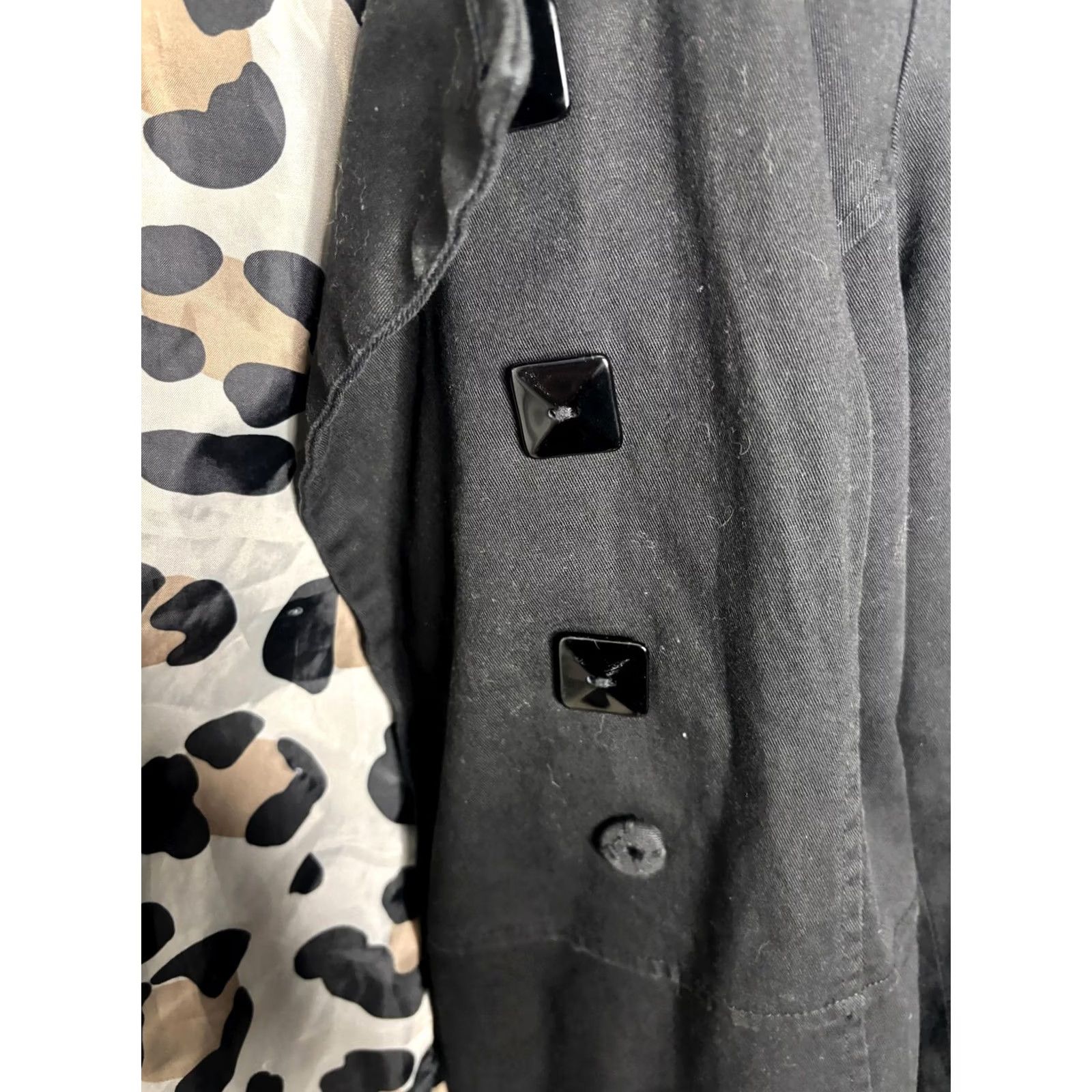 Sandro Sandro Jacket Womens Medium Black Leopard Print Lined Button Up Blazer Coat Size M / US 6-8 / IT 42-44 - 3 Thumbnail