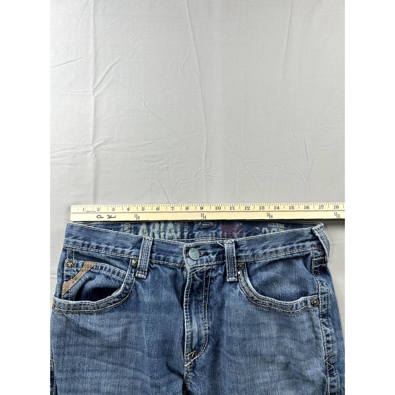 Ariat Ariat Jeans Mens 34X31 Blue Denim Bootcut Western Cowboy Workwear Pants Size US 34 / EU 50 - 4 Thumbnail