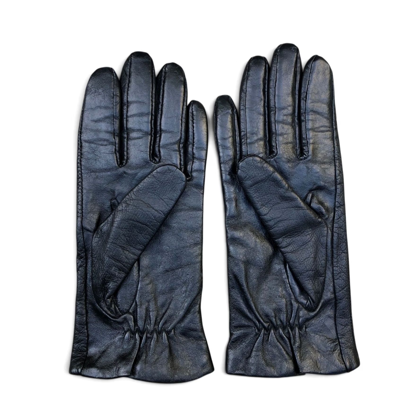 Lord & Taylor VTG LORD & TAYLOR 100% Genuine Leather Gloves Women's 7 Black Glove Leather Size ONE SIZE - 2 Thumbnail