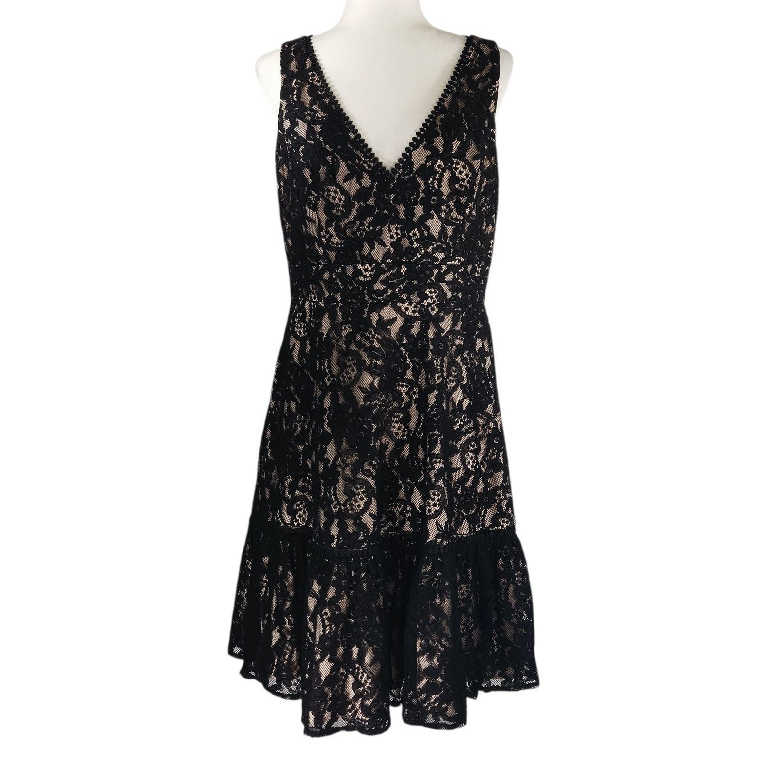 Other Eliza J Sleeveless Lace Cocktail Event Dress Black Nude 10 Size L / US 10 / IT 46 - 3 Thumbnail