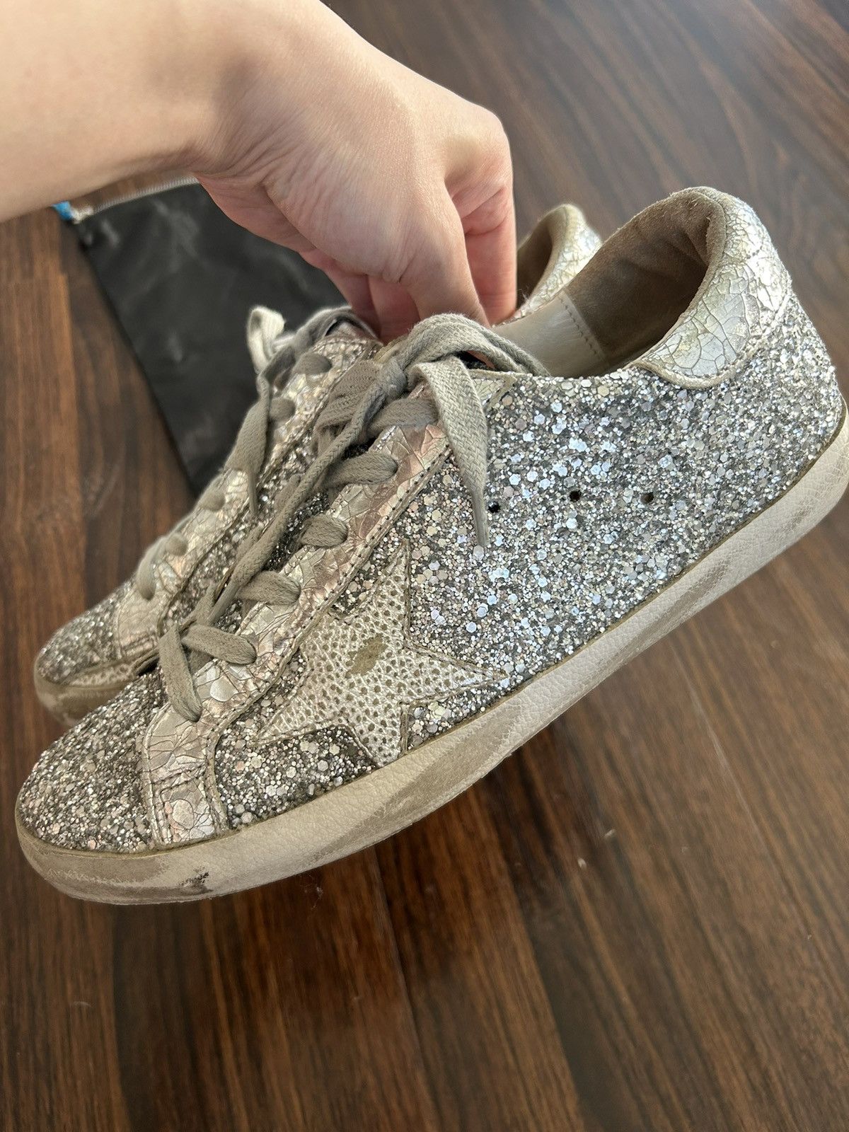 Golden Goose Golden Goose Superstar Silver Distressed Glitter Sneakers 38 Size US 8 / IT 38 - 10 Thumbnail
