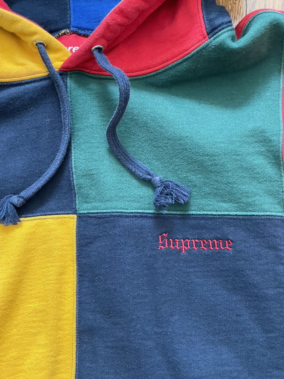 Supreme Supreme Navy Patchwork Hoodie Sz. L Size US L / EU 52-54 / 3 - 4 Thumbnail