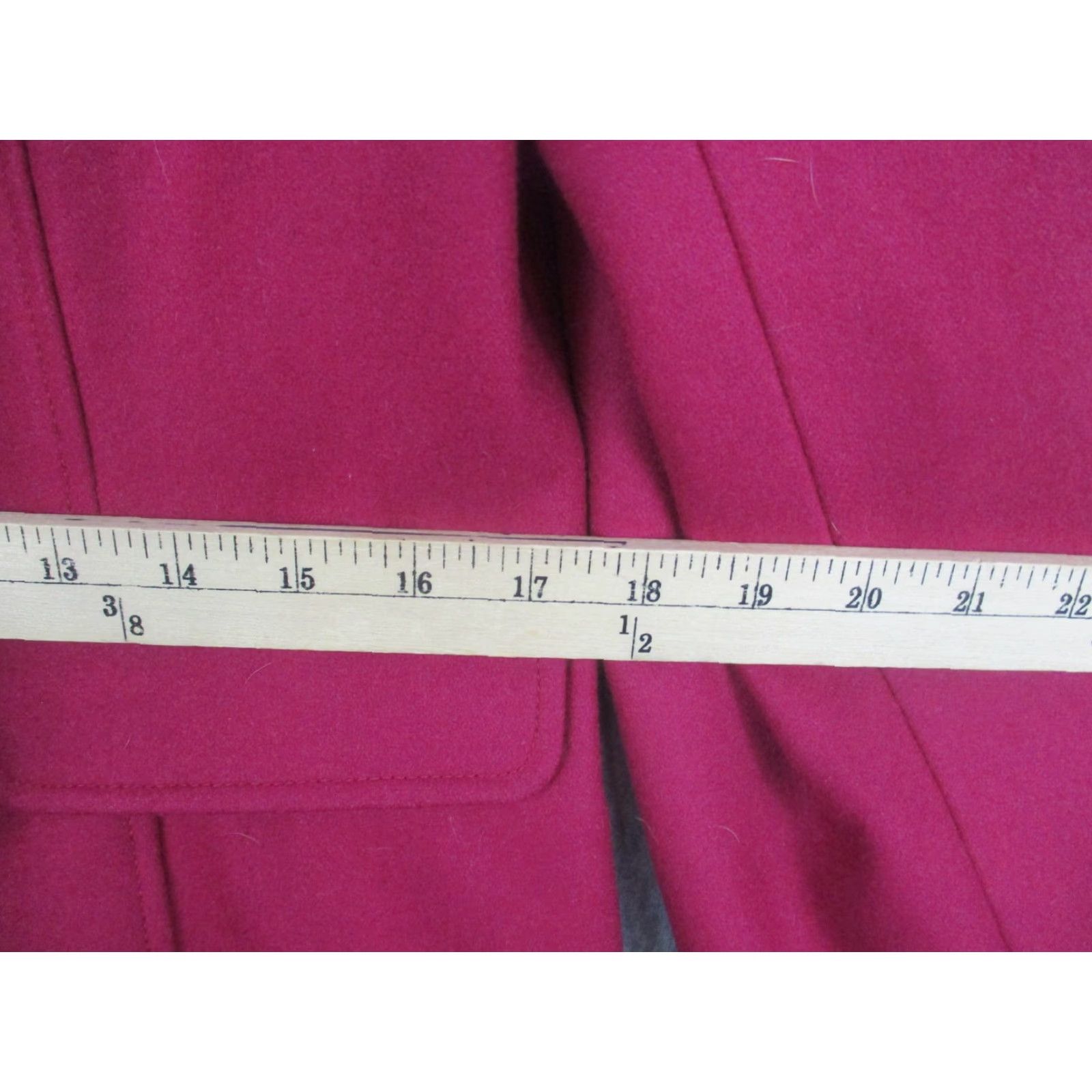 Vintage Tulle Wool Coat Womens L Pink Single-Breasted Mid Length Dressy Overcoat Ruffle Front Button Pocket Collared Lined Size L / US 10 / IT 46 - 5 Thumbnail