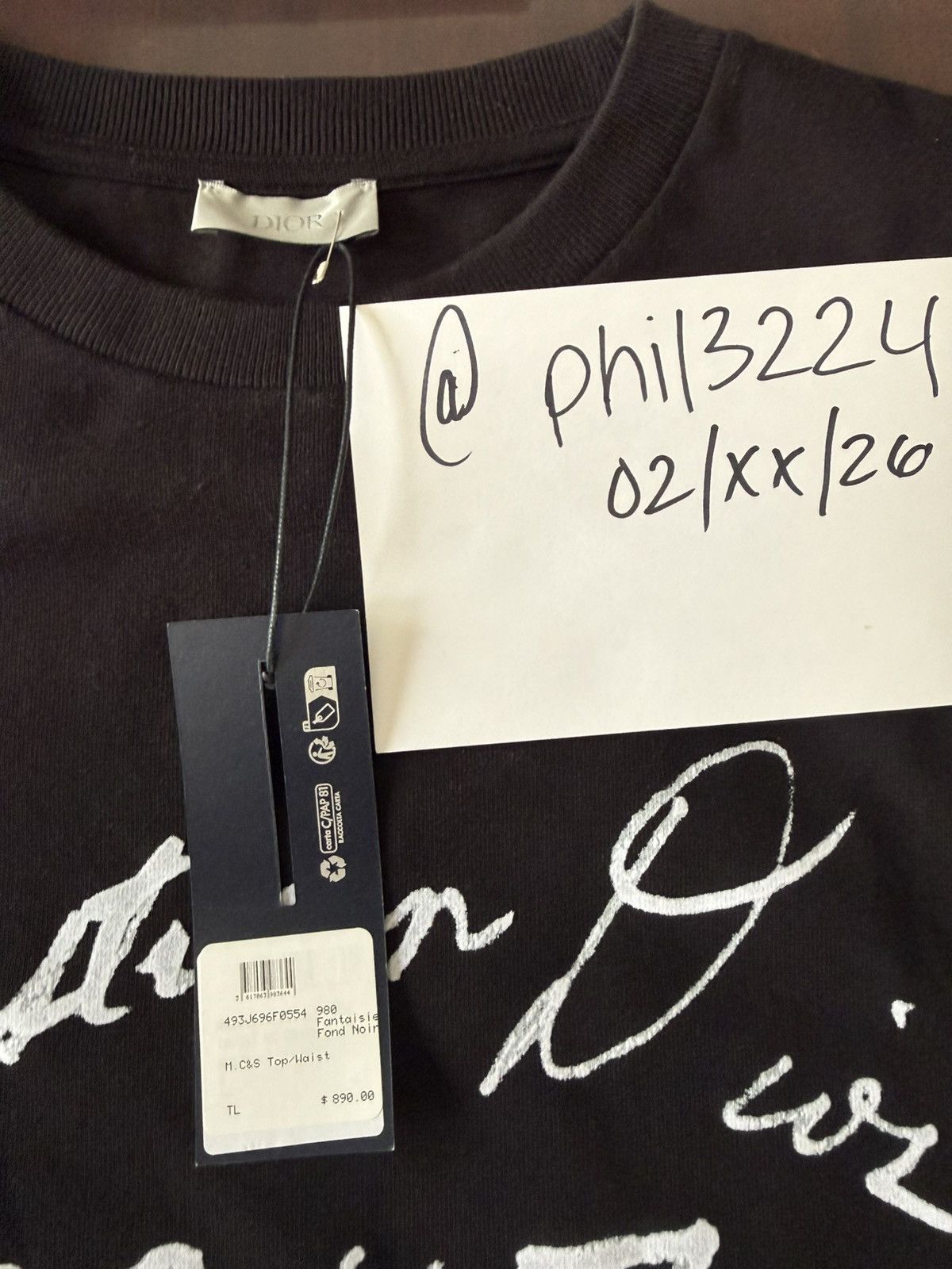 Dior Christian Dior 1947 Hand-Written T-shirt Size US L / EU 52-54 / 3 - 2 Thumbnail