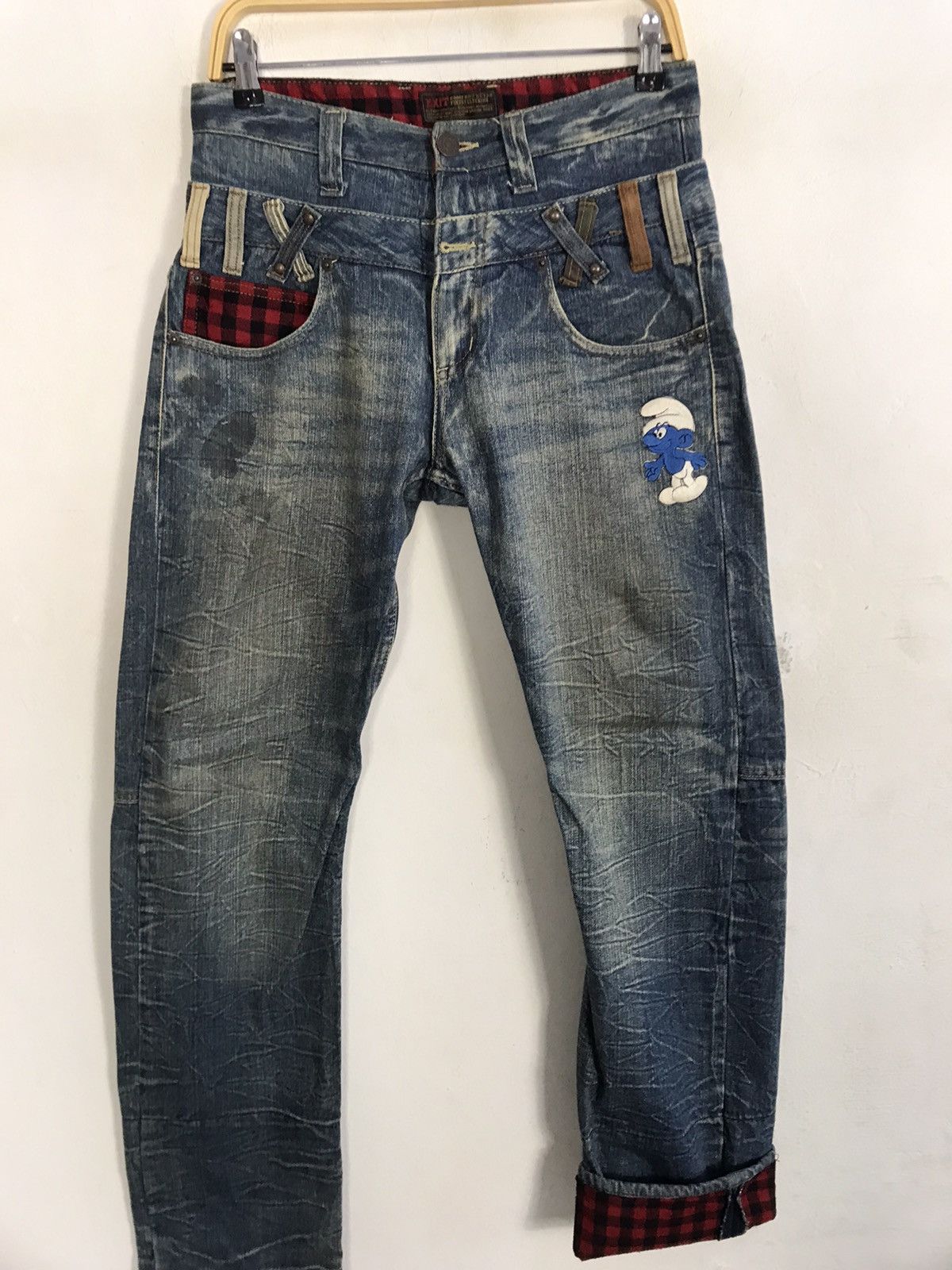 Japanese Brand Exit Zipper Indigo Denim Jeans Pants Double Waist Style Size US 30 / EU 46 - 3 Thumbnail