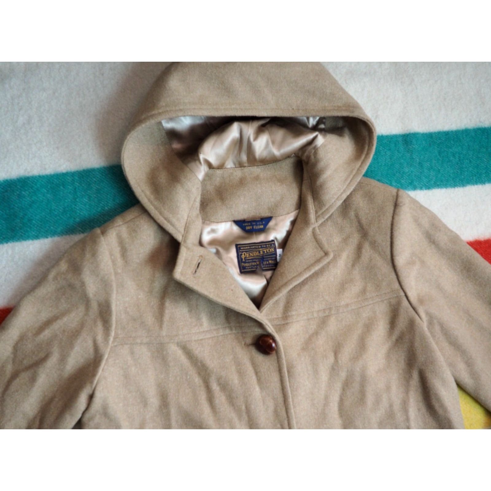Pendleton VTG Pendleton 100% Wool Heavy Button Hooded Cruiser Coat USA Mens M Beige Tan 1980s Casual Jacket Size US M / EU 48-50 / 2 - 2 Thumbnail